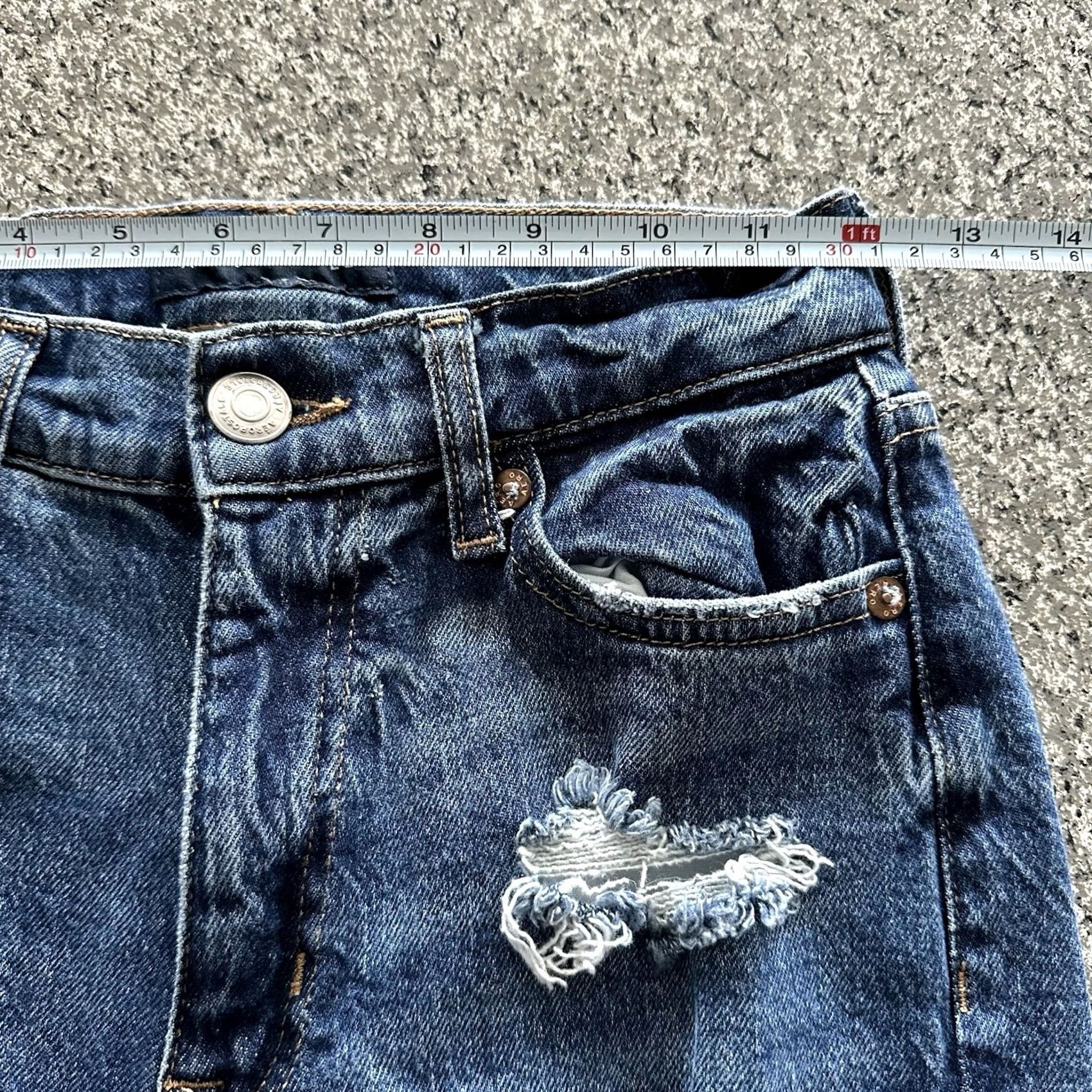 Vintage AeroPostale Jeans Women’s 000 23x25 High Rise Mom Distressed Denim Blue Regular 5-Pocket 90s Style Womens Size 40" / US 18 - 6 Thumbnail