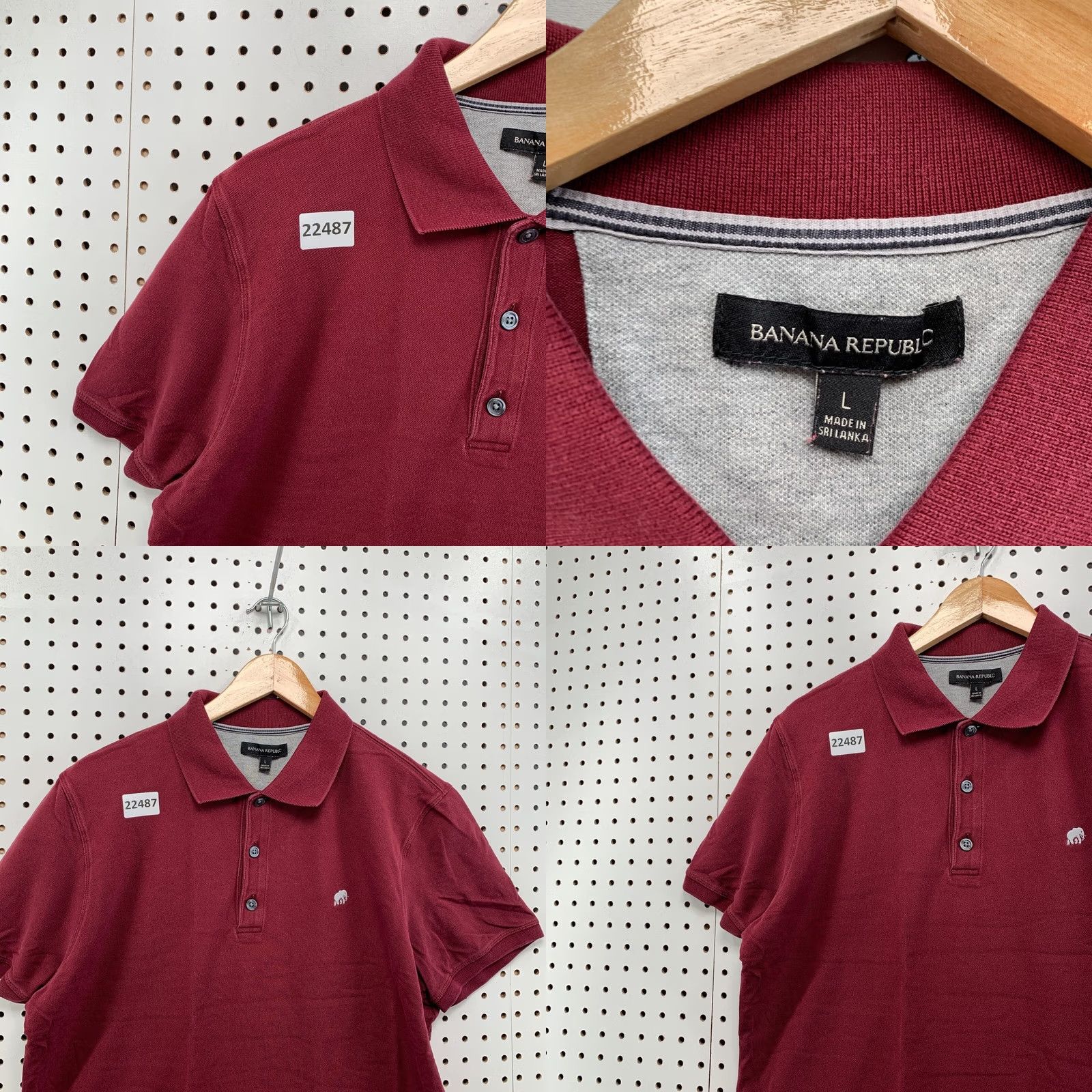 Banana Republic Banana Republic Polo Shirt Mens Large Maroon White Elephant Casual Collar Size US L / EU 52-54 / 3 - 8 Thumbnail