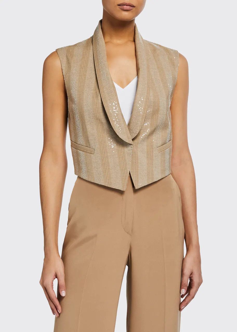 Brunello Cucinelli o1y0725 Sleeveless Vest in Beige Size M / US 6-8 / IT 42-44 - 1 Preview