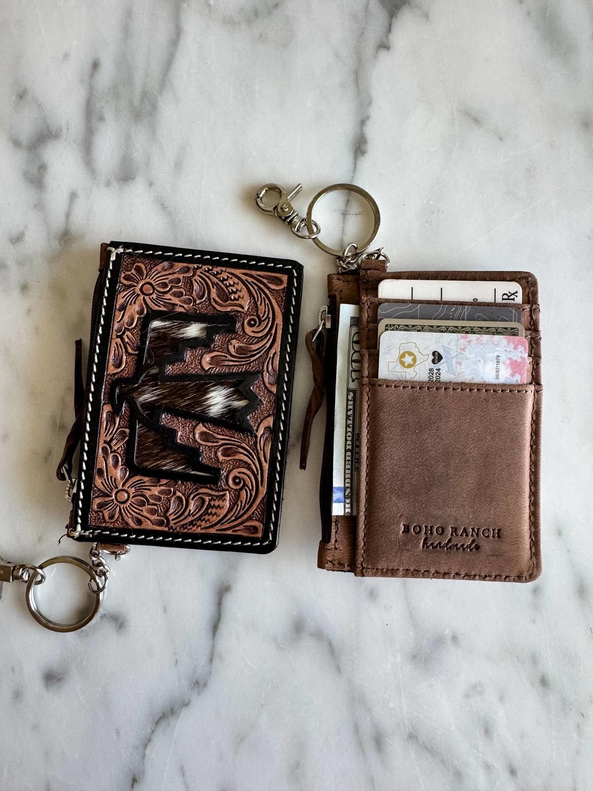 Other Longhorn Freebird Western Cowhide Leather Keychain Wallet Size ONE SIZE - 5 Thumbnail