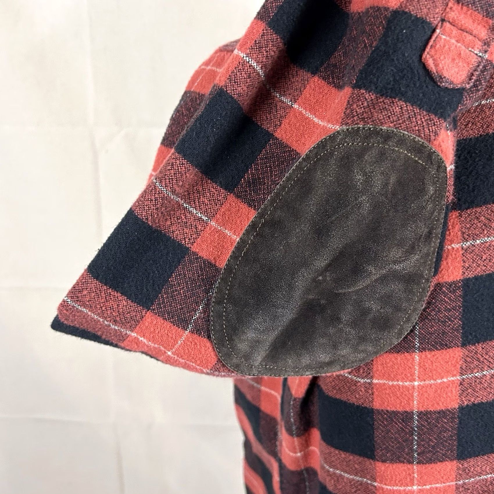 J.Crew J.CREW Shirt Buffalo Plaid Flannel Red Black Cotton Elbow Patches Button-Front Button-Up M Men's Shirt Size US M / EU 48-50 / 2 - 4 Thumbnail