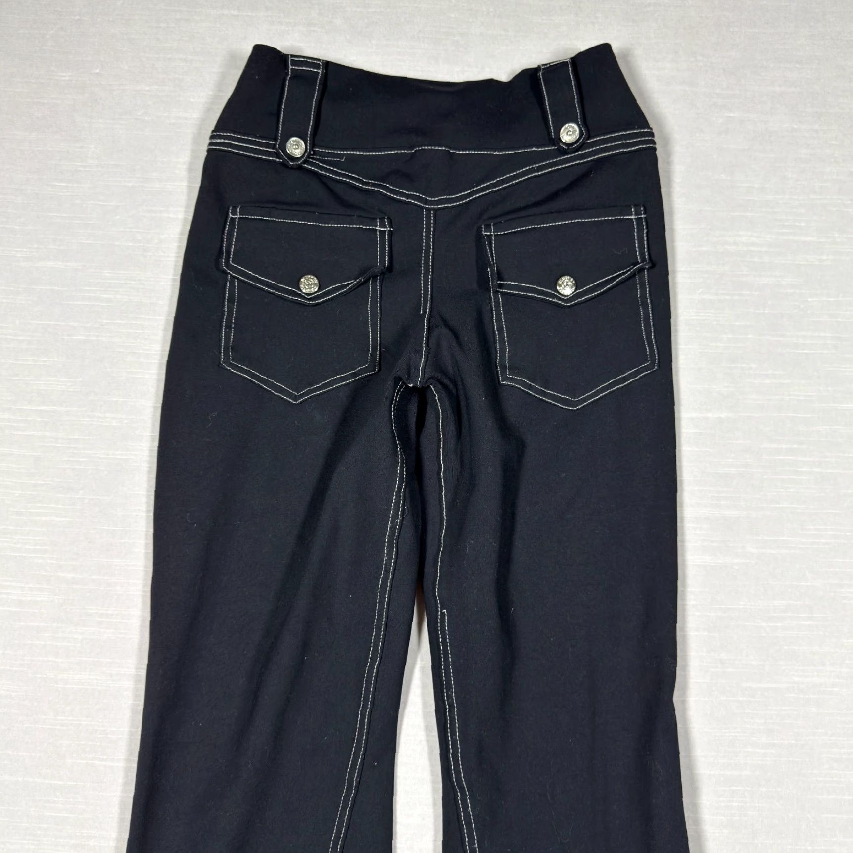 Vintage Bluefish Pants Womens M Black Stretch Flare Y2K Boho Yoga Movement Pants Size 32" / US 10 / IT 46 - 7 Thumbnail