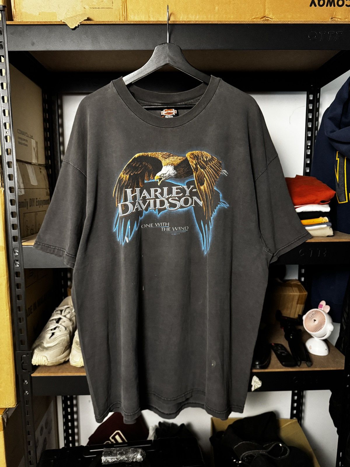 Harley Davidson × Vintage VINTAGE HARLEY DAVIDSON EAGLE ONE WITH THE WIND FADED 1996 Size US XXL / EU 58 / 5 - 1 Thumbnail