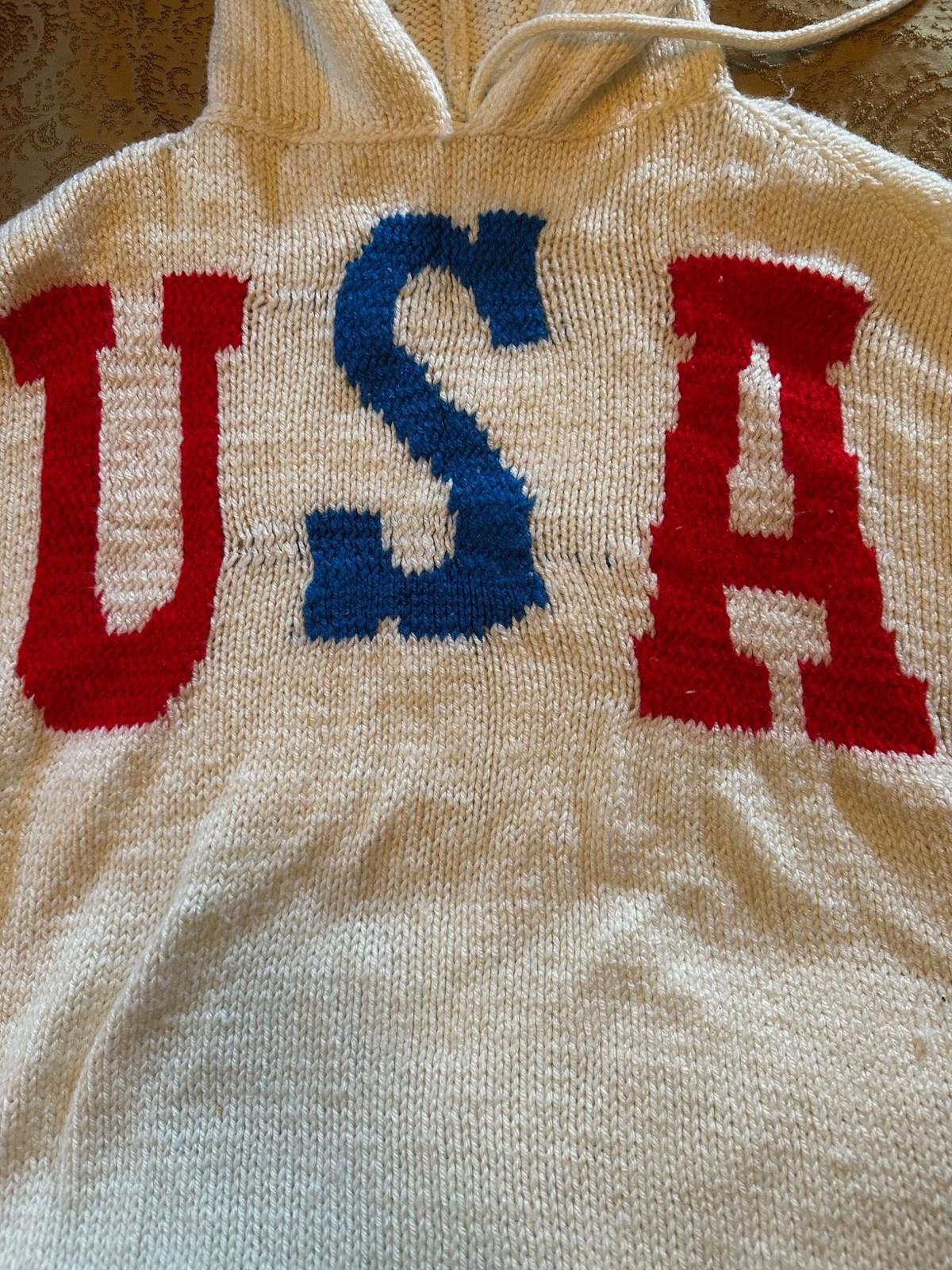 Other Vintage USA Chunky Knit Hooded Sweater Patriotic Size M / US 6-8 / IT 42-44 - 3 Thumbnail