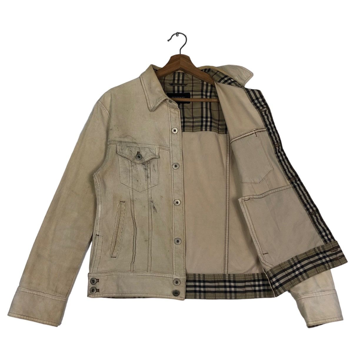 Burberry 🔥Vtg Cropped Biker Jacket Corduroy Burberry Nova Check Size US M / EU 48-50 / 2 - 9 Thumbnail