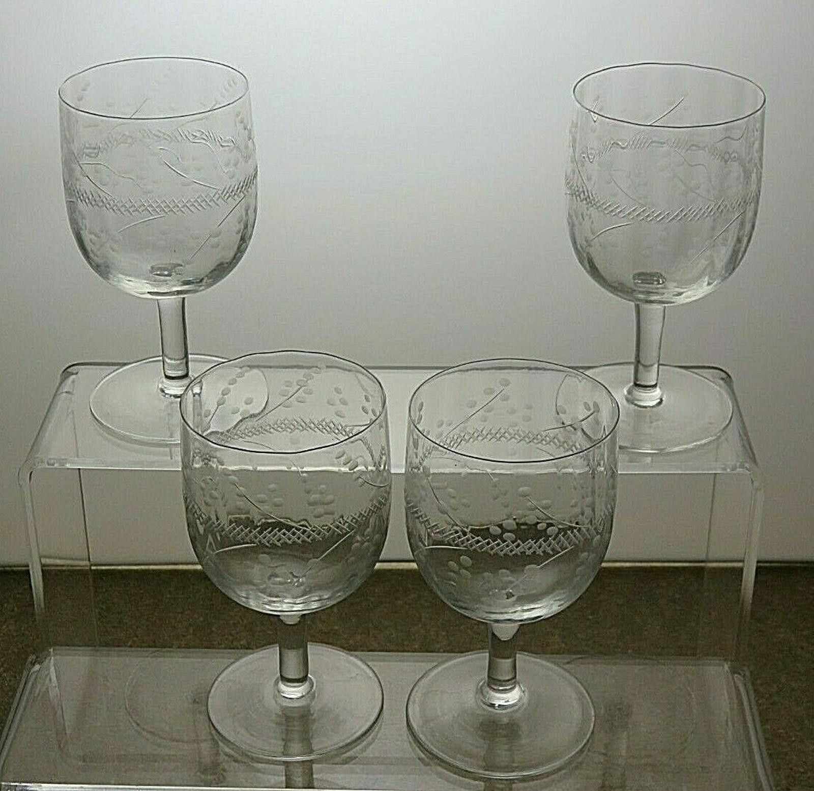 The Unbranded Brand Lead Crystal Etched Set Of 4 Sherry Glasses 4 1/8" Size ONE SIZE - 4 Thumbnail