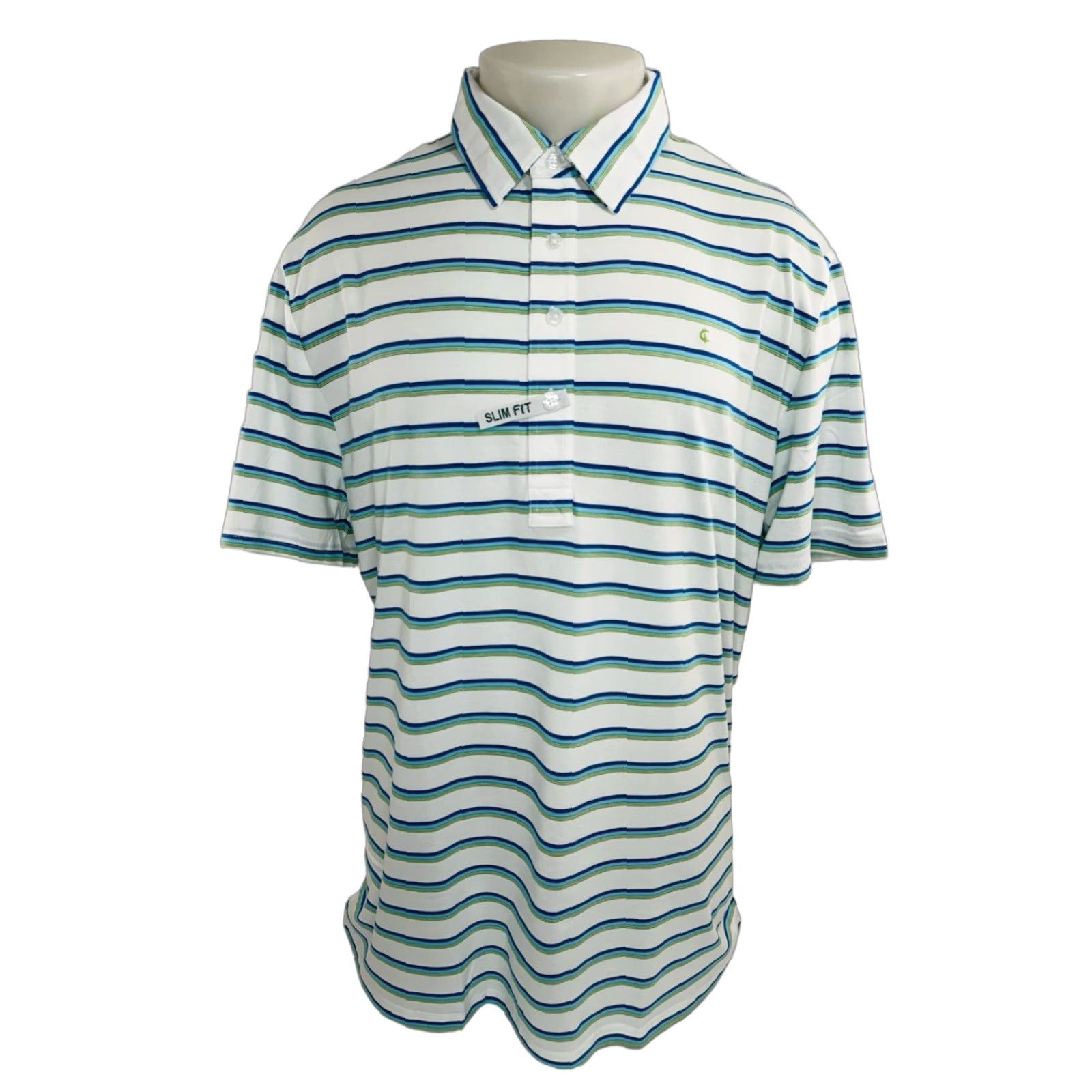 Vintage Criquet Polo Shirt Striped Embroidered Logo Slim XXL Men Regular Cotton Pullover Short Sleeve White / Green / Blue CQ12 Size US XXL / EU 58 / 5 - 1 Thumbnail