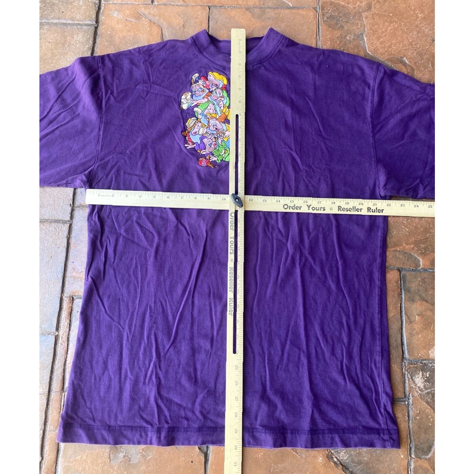 Disney VINTAGE Disney The Seven Dwarfs Shirt Men XL Crew Neck Embroidered Button Purple 1990s 90s T-Shirt Size US XL / EU 56 / 4 - 7 Thumbnail