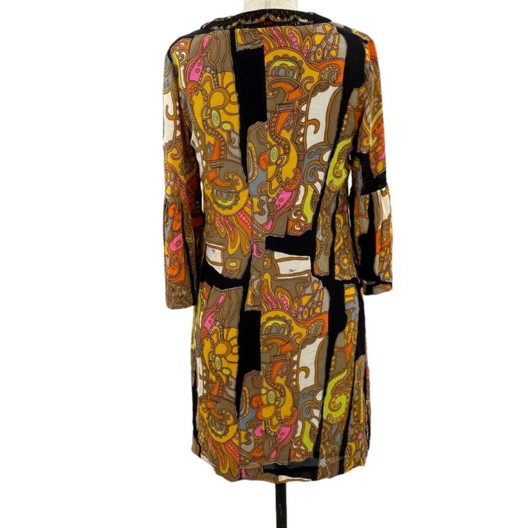 Trina Turk VINTAGE Trina Turk 60s Style Mod Print Silk Dress Size XS / US 0-2 / IT 36-38 - 3 Thumbnail
