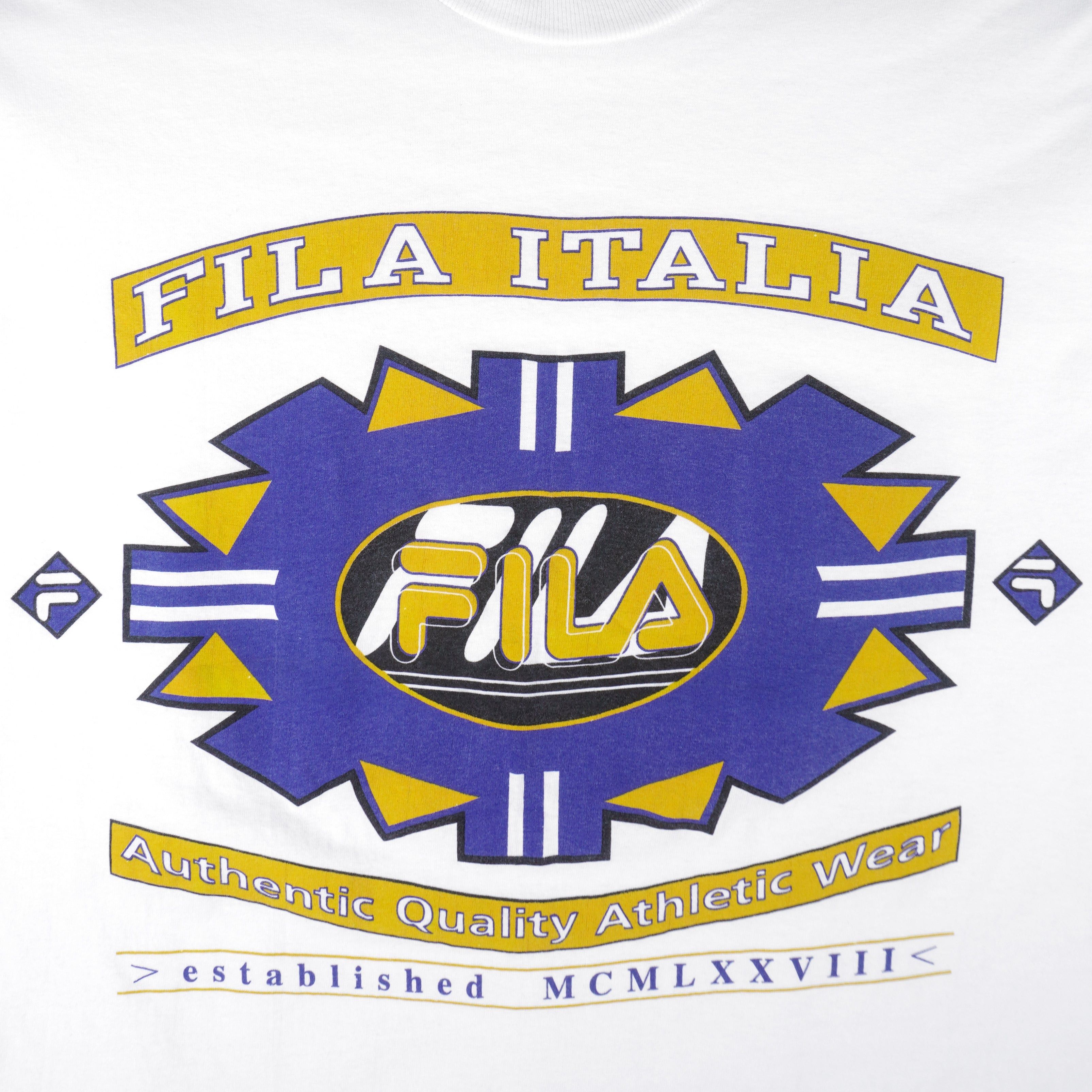 Fila Italia Big Logo Single Stitch T-Shirt 1990s Size US M / EU 48-50 / 2 - 3 Thumbnail