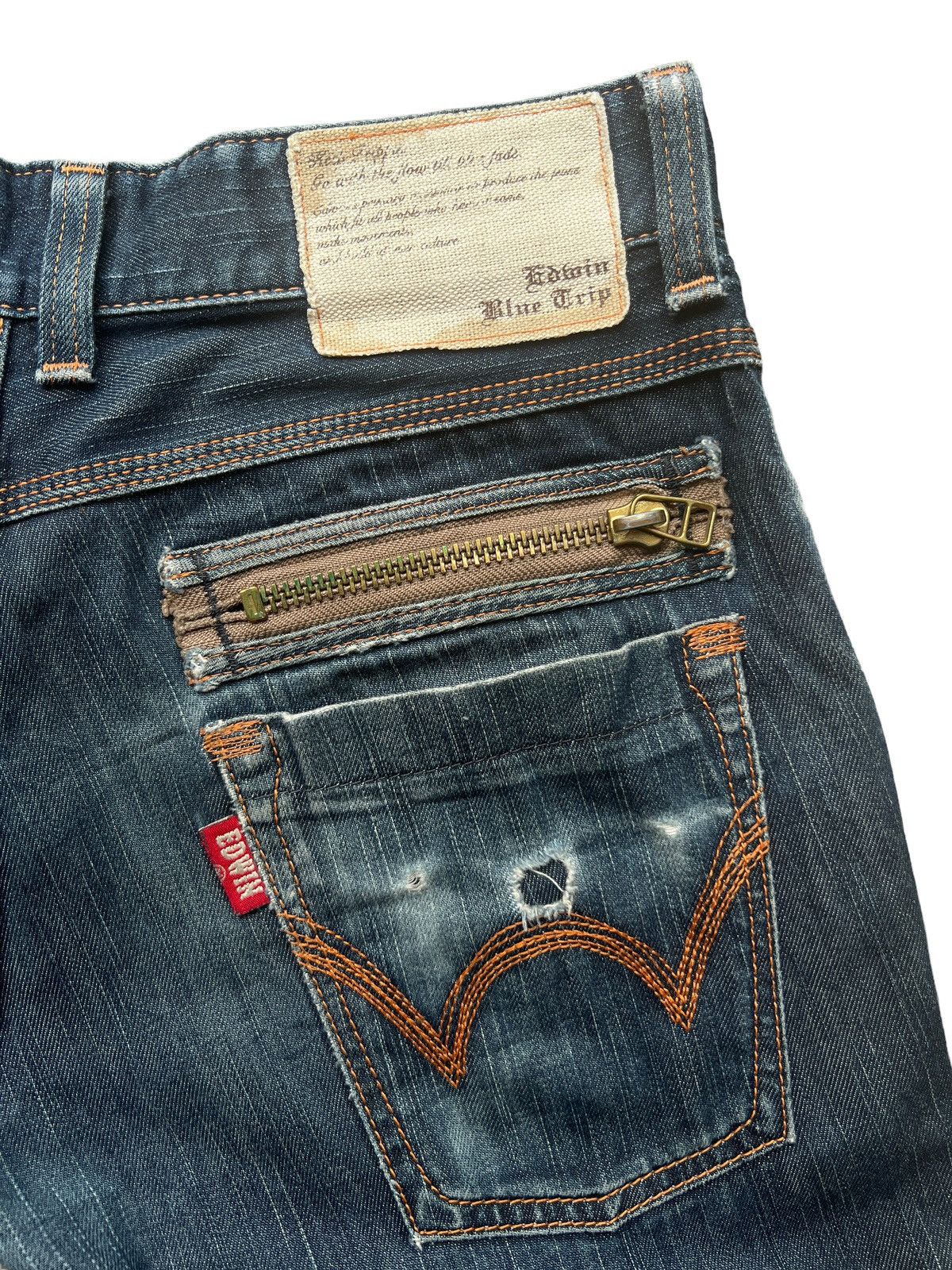 Vintage Edwin Distressed Rusty Straight Denim Jeans 33x33