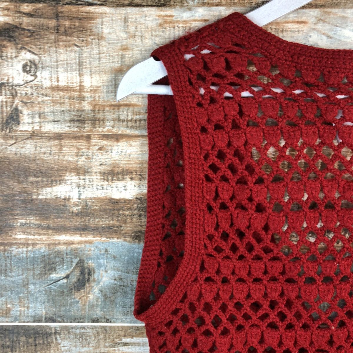 Japanese Brand Japan crochet meshnet Red Cardigan Vest #A1484 Size S / US 4 / IT 40 - 11 Thumbnail