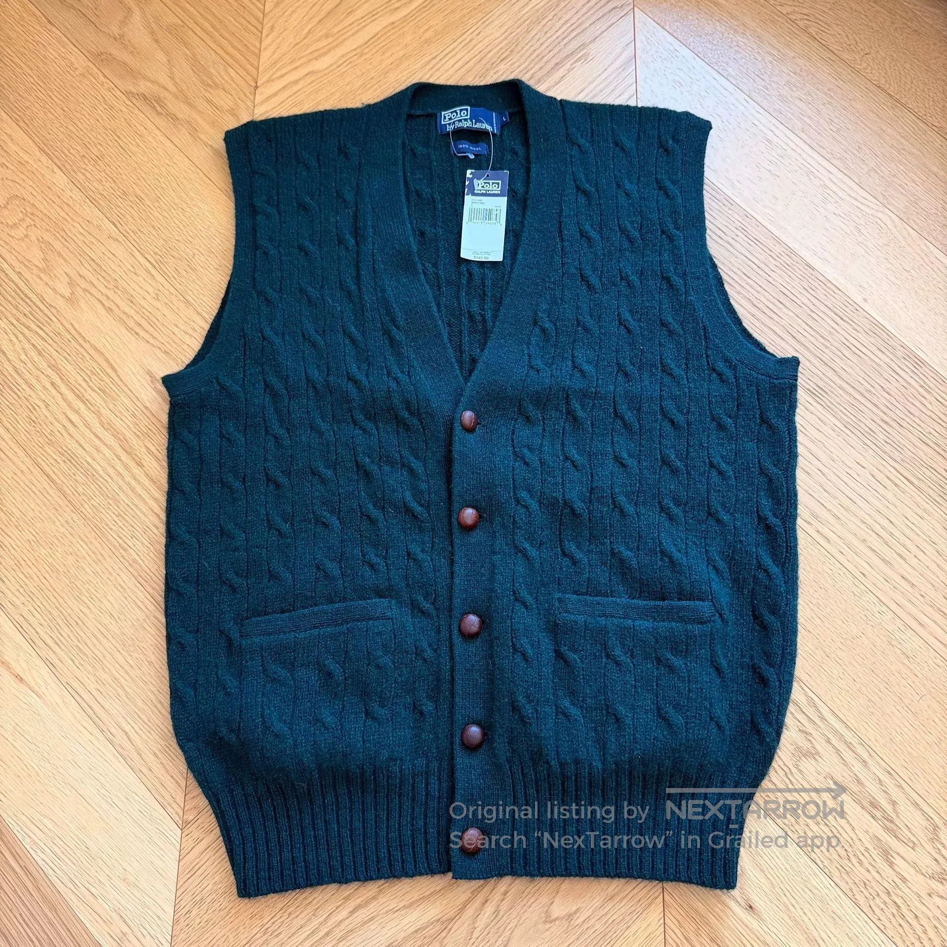 Classic Wool Cable Knit Vest Sweater.
