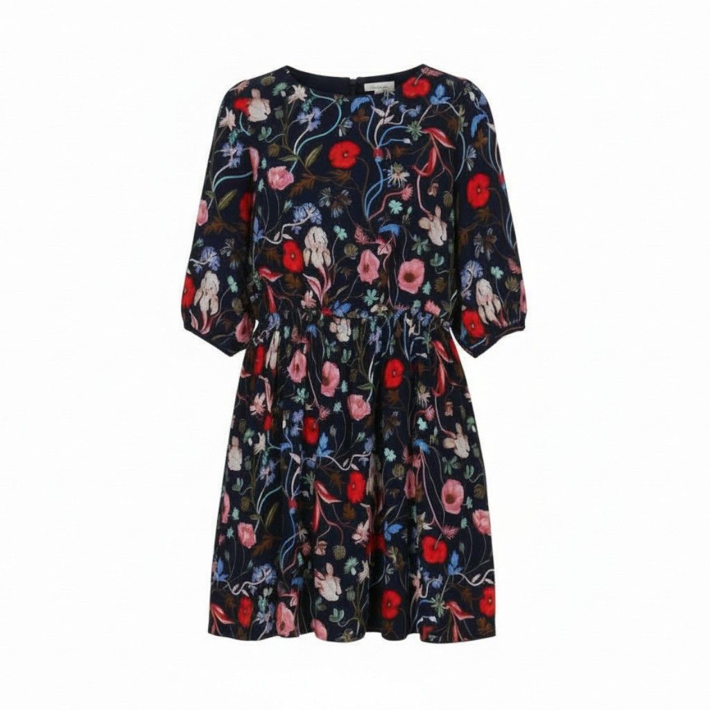WILD FLORAL BOATNECK EU42 Classic Blue Mini Dress 87732