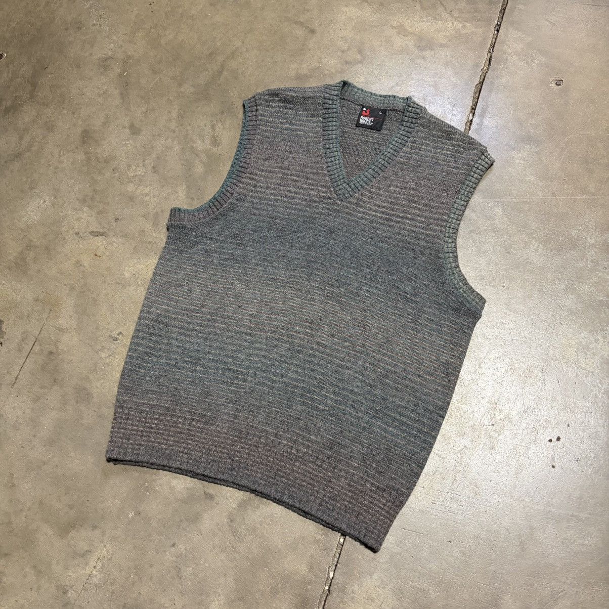 Robert Bruce Vintage Wool Sweater Vest Striped V Neck 80s Robert Bruce Size US L / EU 52-54 / 3 - 2 Thumbnail