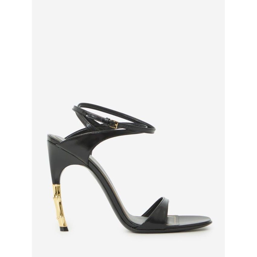 Gucci $1250 Castello Black Shiny Leather Sandals New & Authe, Women's (Size 7.5)