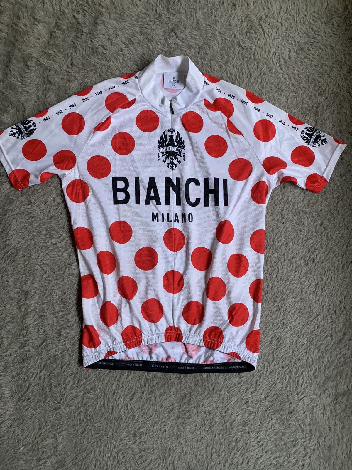 image of Cycle x Jersey Edorado Bianchi Milano Cycling Jersey in White/Red, Men's (Size XL)