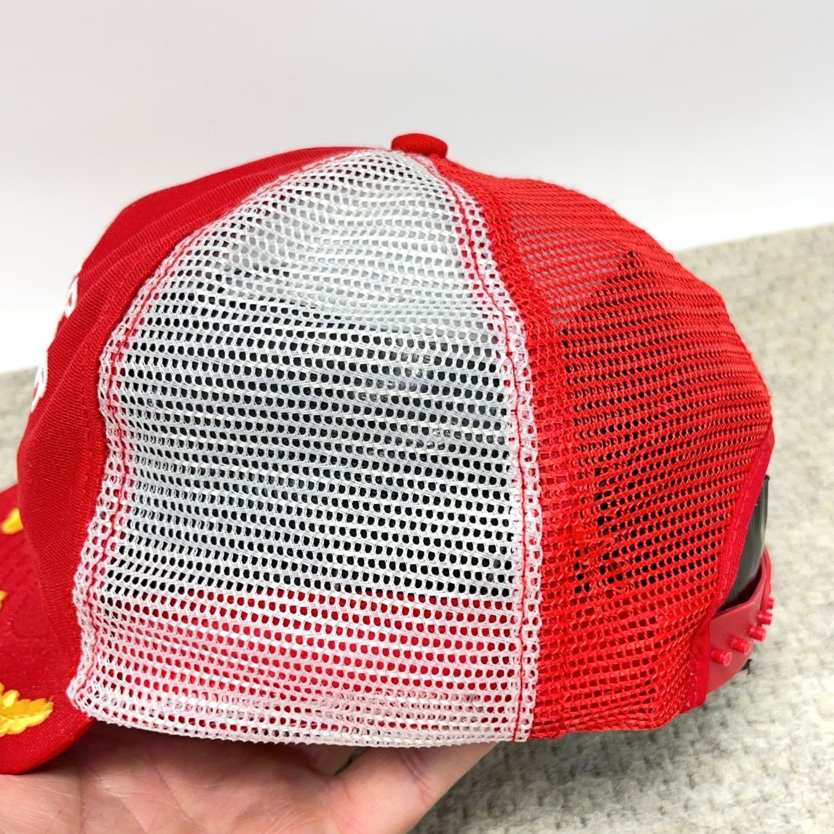 Vintage Vintage 80s Trucker Hat Cap SnapBack Pinwheel Red Gray USA Repair Turtle Made In Size ONE SIZE - 5 Thumbnail