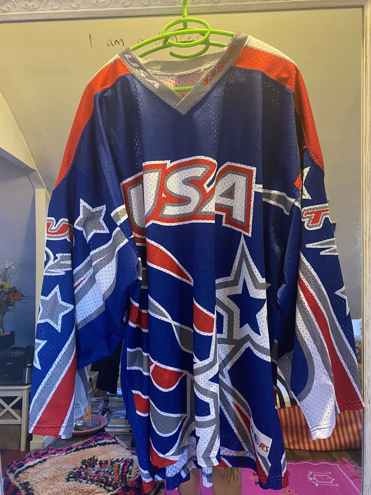 image of Vintage Usa Hockey Jersey in Blue, Men's (Size 2XL)