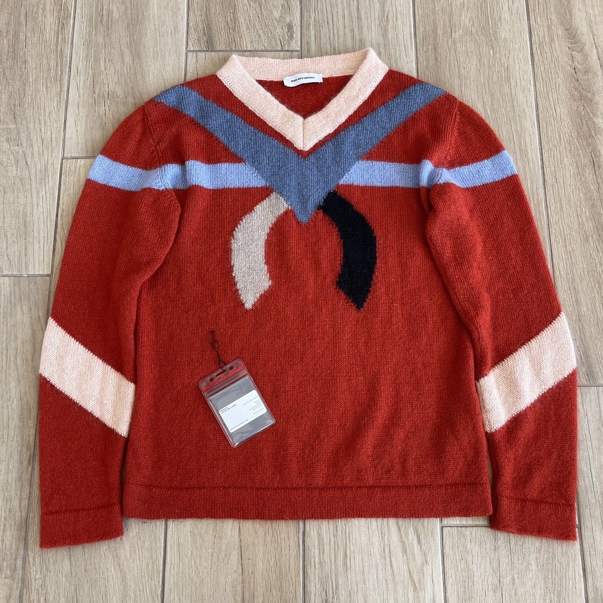 Pre-owned Kiko Kostadinov Fw20 'lapsed Influence' Nolan Intarsia Jumper Arc Sweater In Red