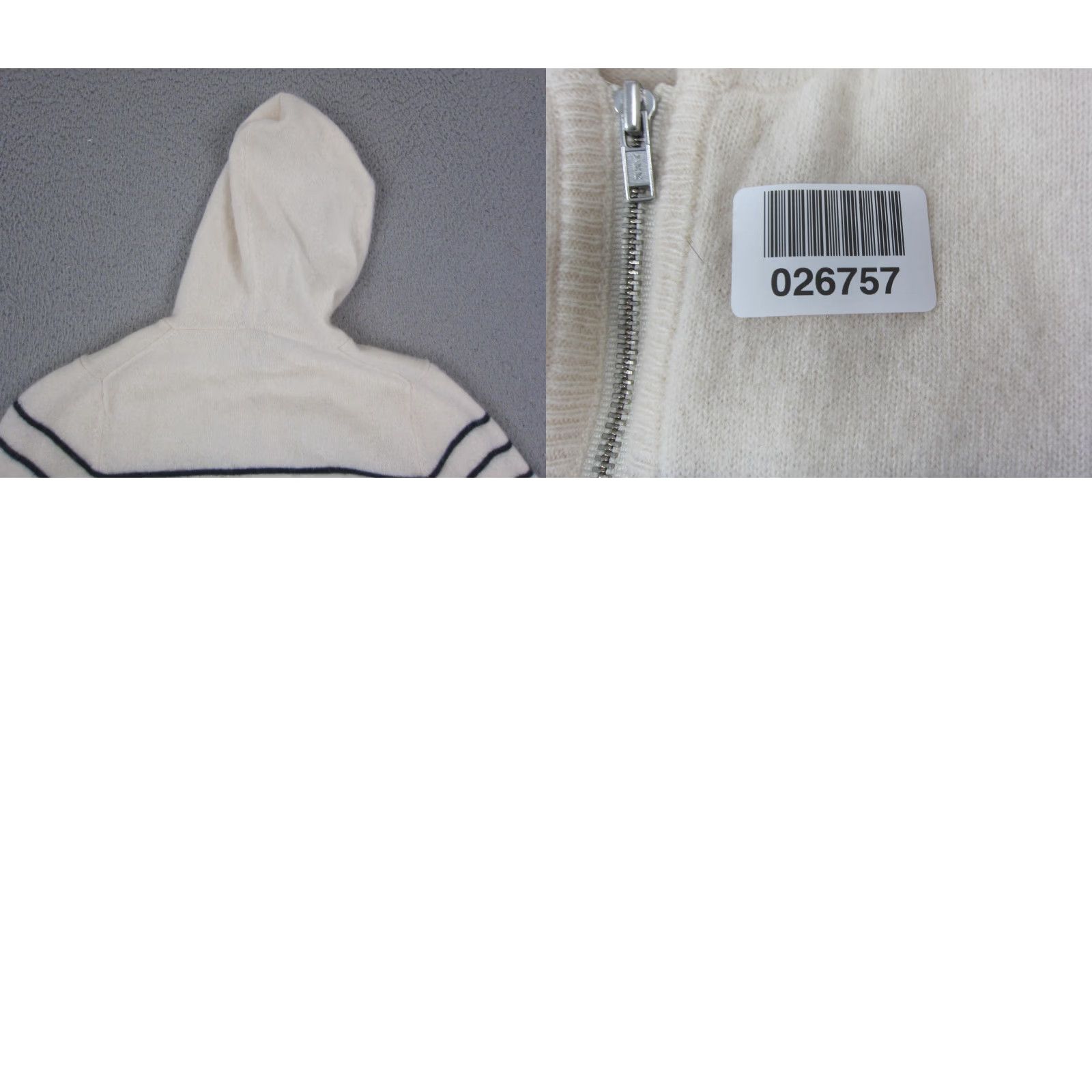 KULE VINTAGE Kule Sweater Womens Medium Ivory 100% Cashmere Full Zip Hooded Striped Knit 80s 90s Preppy Size M Mens Womens Girls Boys Size M / US 6-8 / IT 42-44 - 9 Thumbnail