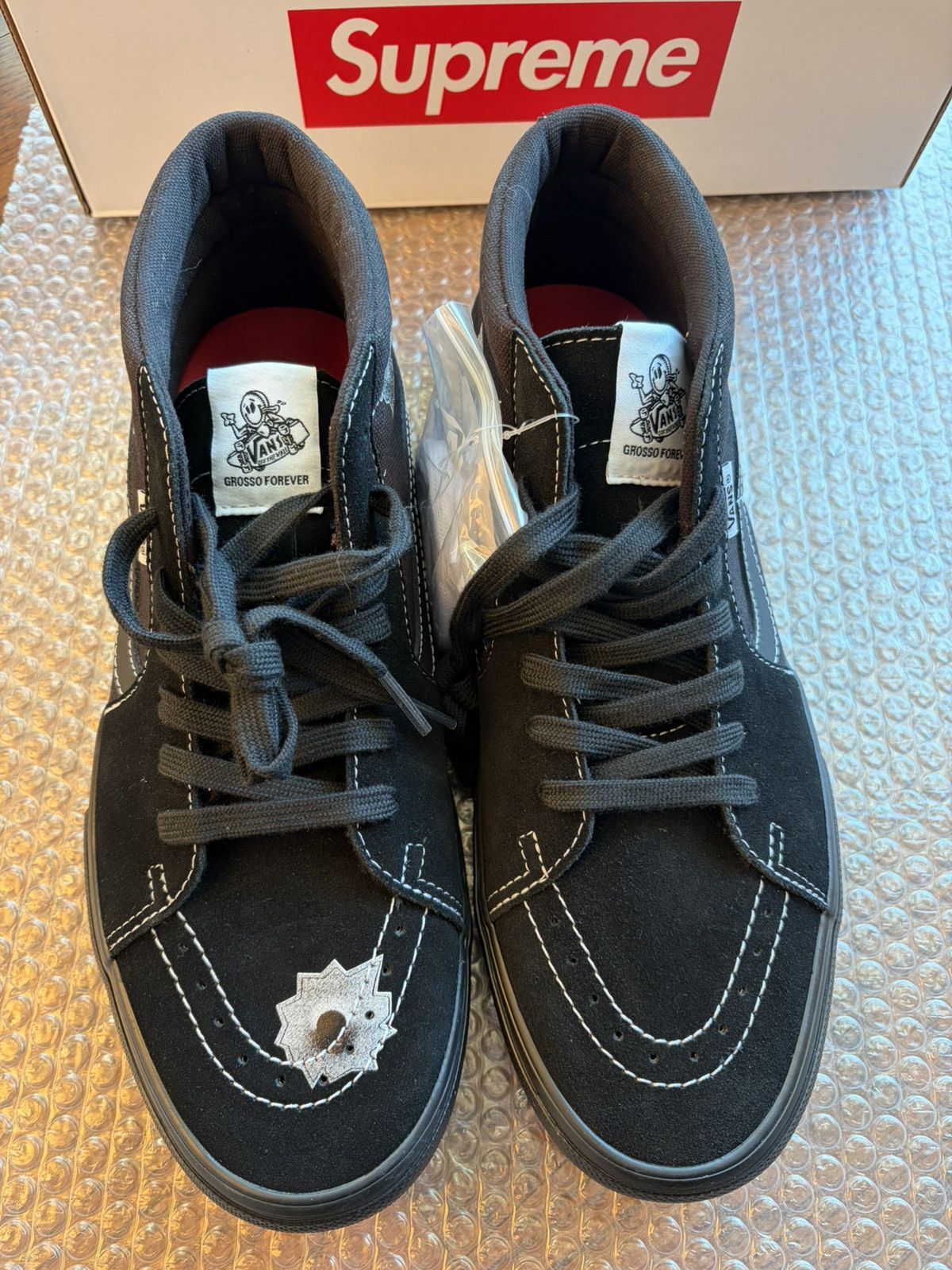Supreme × Vans US 11.5 Nate Lowman × Supreme × Vans Skate Grosso Mid Black Size US 11.5 / EU 44-45 - 4 Thumbnail
