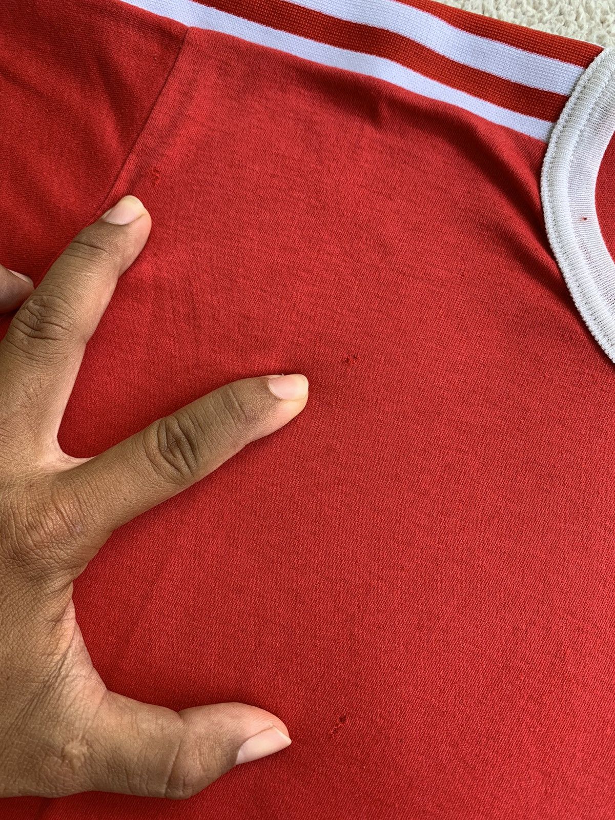 Adidas × Vintage Vintage 80s Adidas Streetwear Red Tee Size US L / EU 52-54 / 3 - 7 Thumbnail