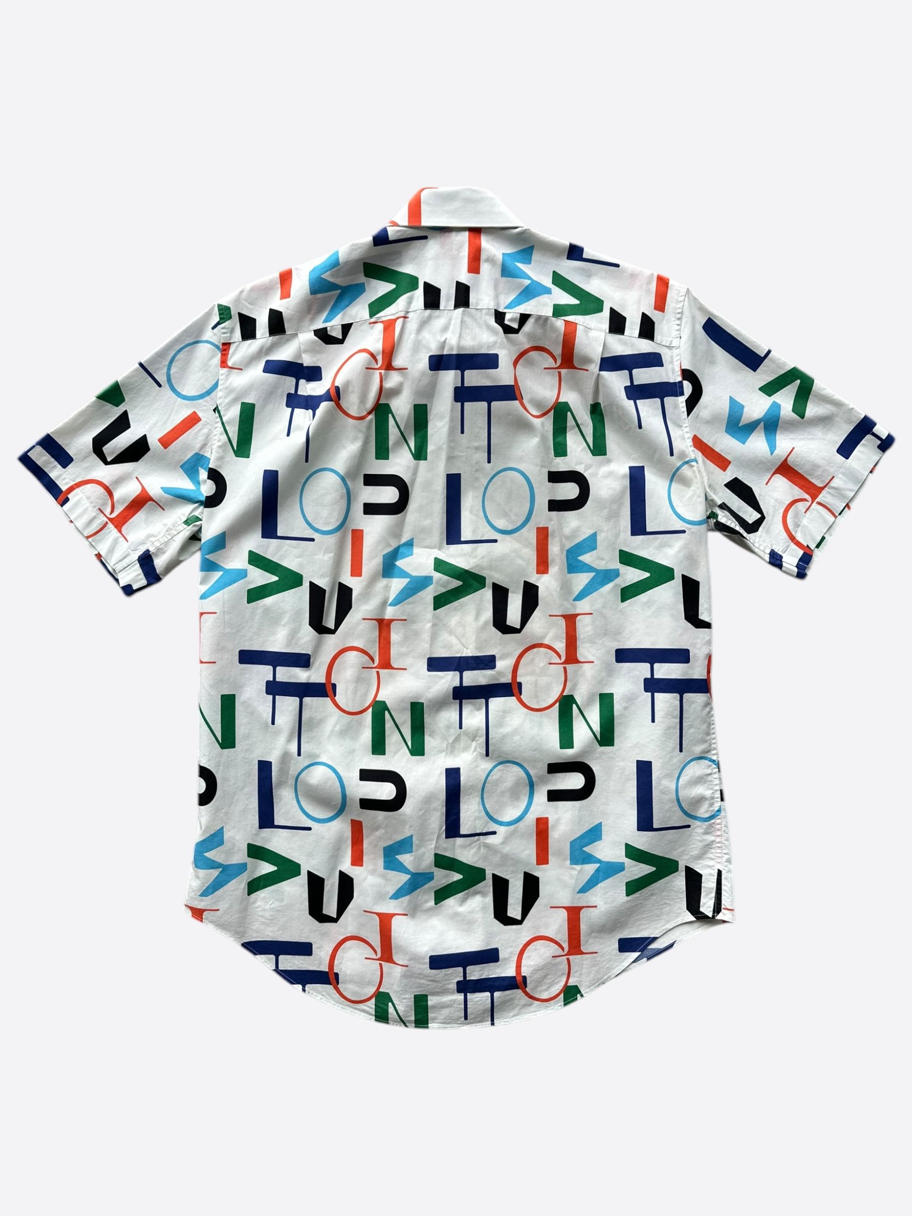 Louis Vuitton White Multicolor Electric Letters Button Up Shirt Size US L / EU 52-54 / 3 - 2 Thumbnail
