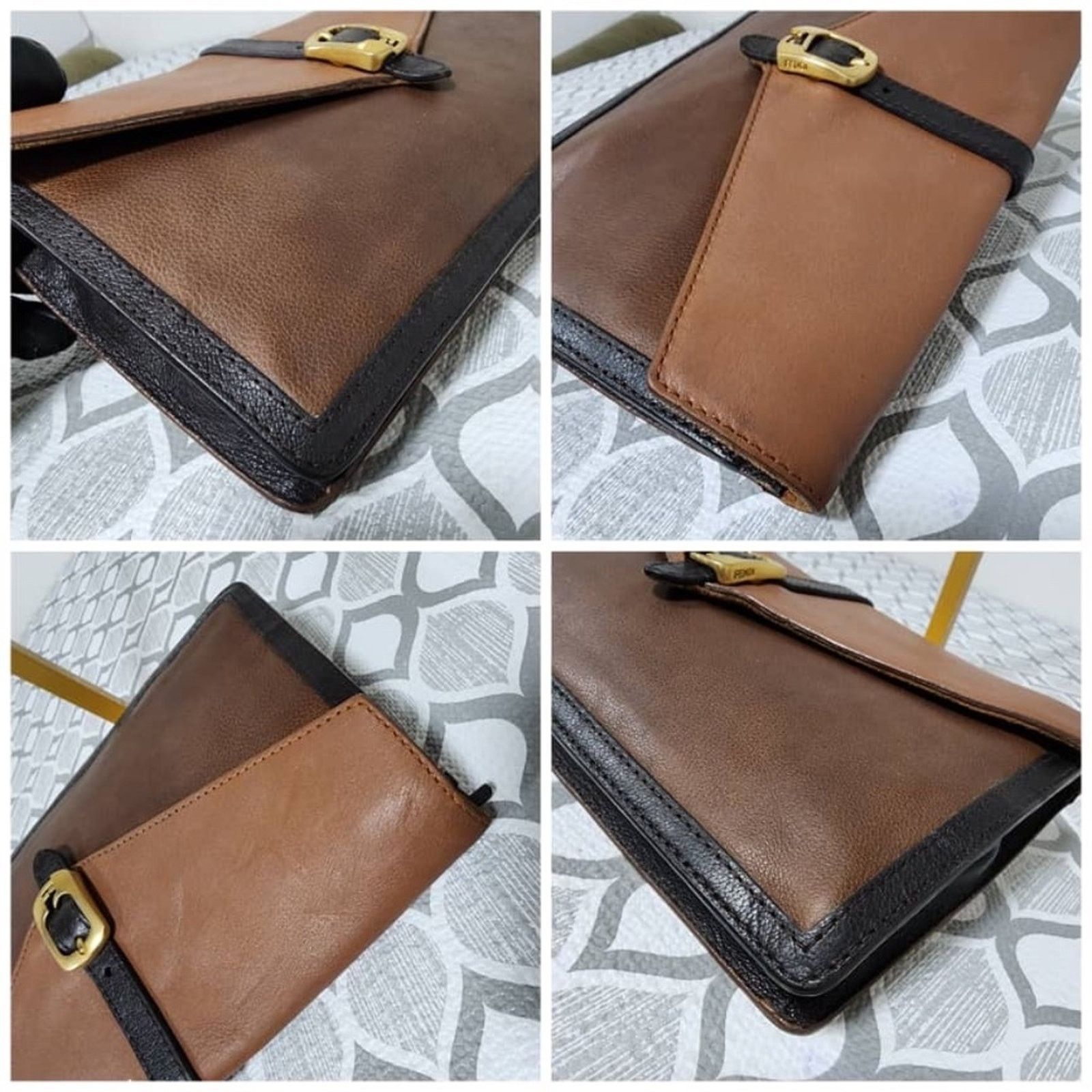 Fendi Fendi Leather Patent Leather Trim Fendista Envelope Clutch Size ONE SIZE - 9 Thumbnail