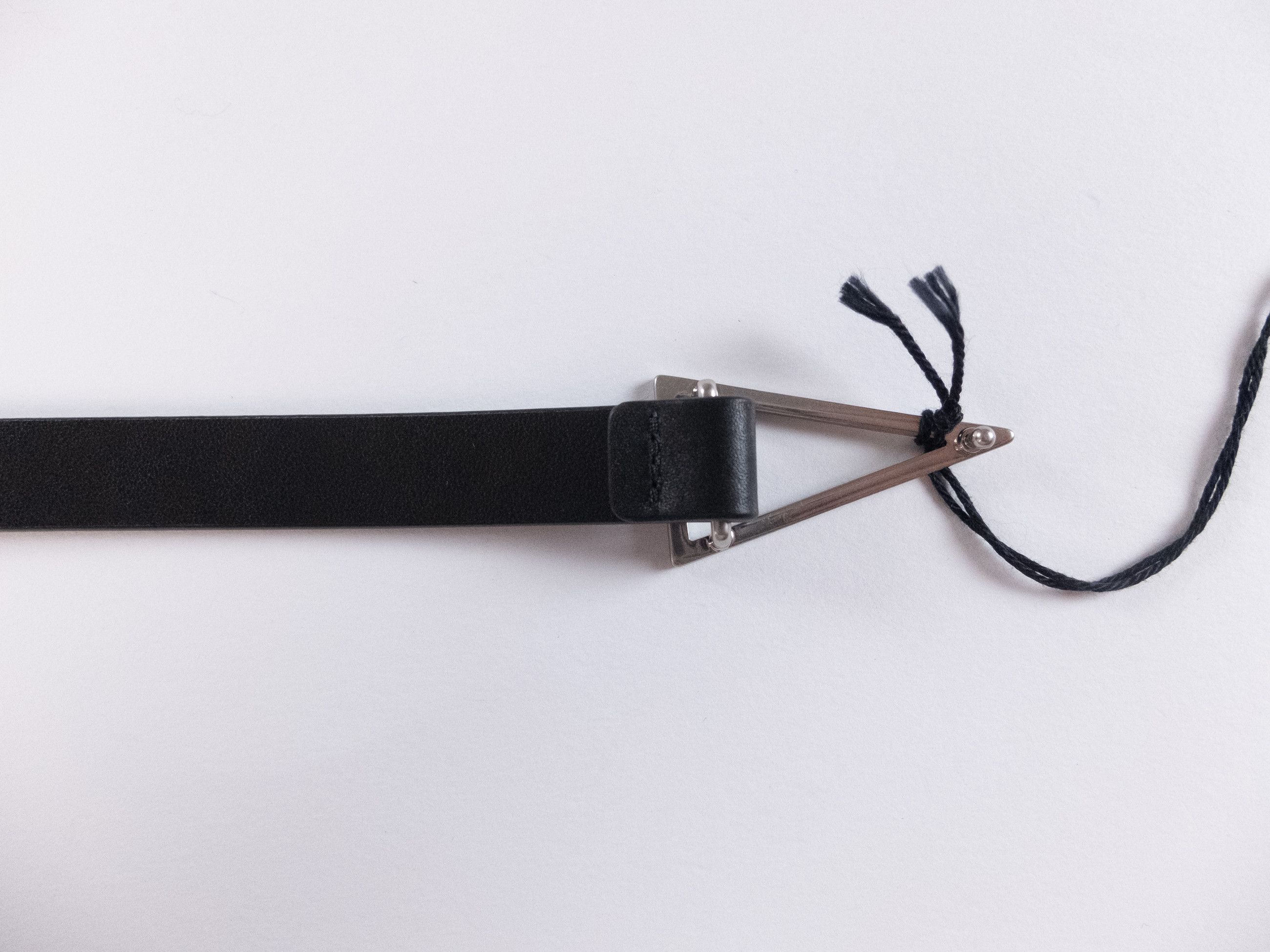 Bottega Veneta BOTTEGA VENETA Triangle buckle black thin leather belt 105 Size 42 - 4 Thumbnail