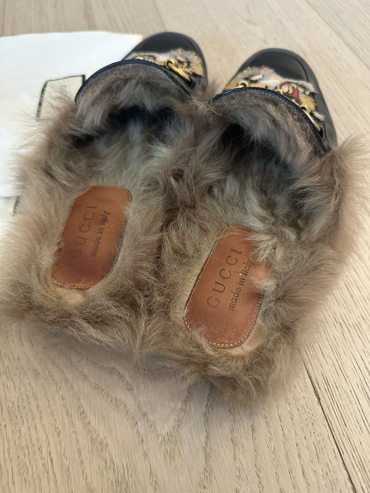 Gucci Gucci Princetown Tiger Embroidered Fur Loafer | Grailed