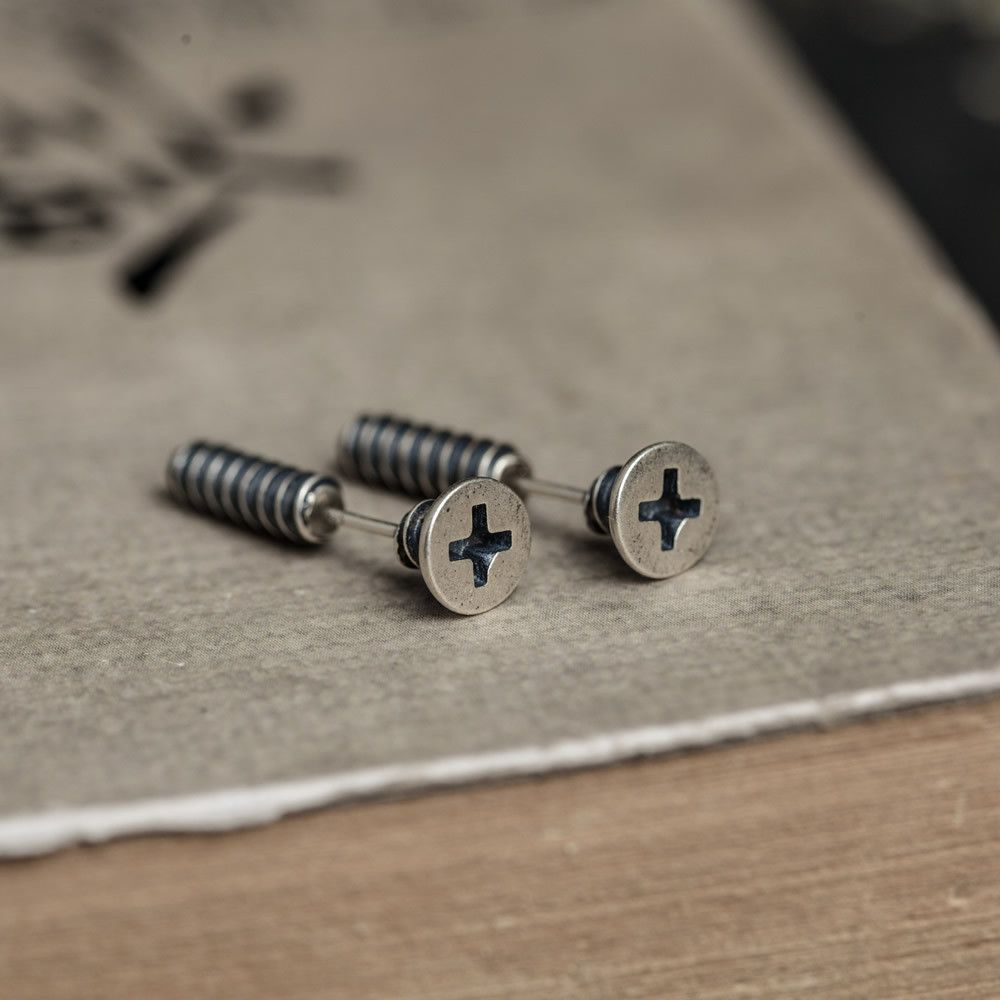 Jewelry Screw Hip-hop Earrings One Pairs Chrome Jewelry Size ONE SIZE - 1 Thumbnail