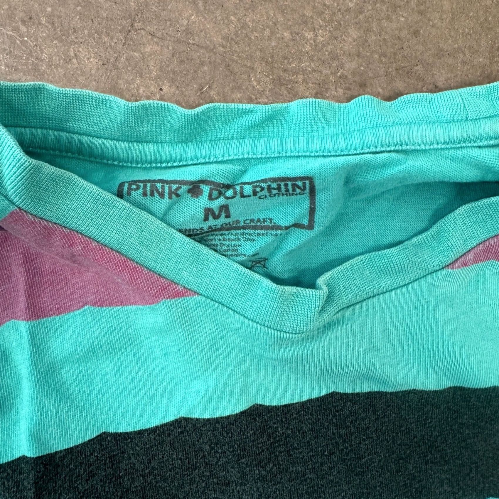 Pinko VINTAGE Y2K Pink Dolphin Striped Logo Short Sleeve Graphic Tee M Mens Black Size US 31 - 3 Thumbnail