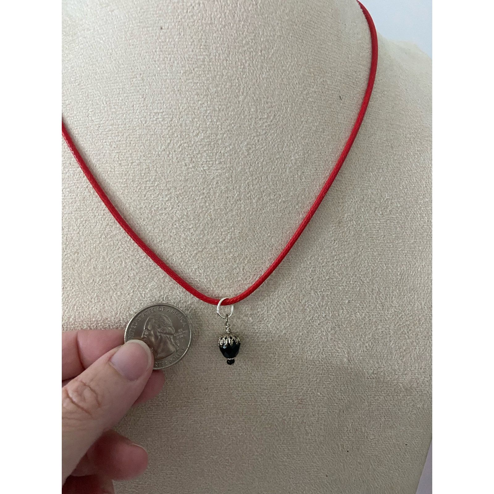 Handmade black and silver round pendant necklace Size ONE SIZE - 2 Thumbnail