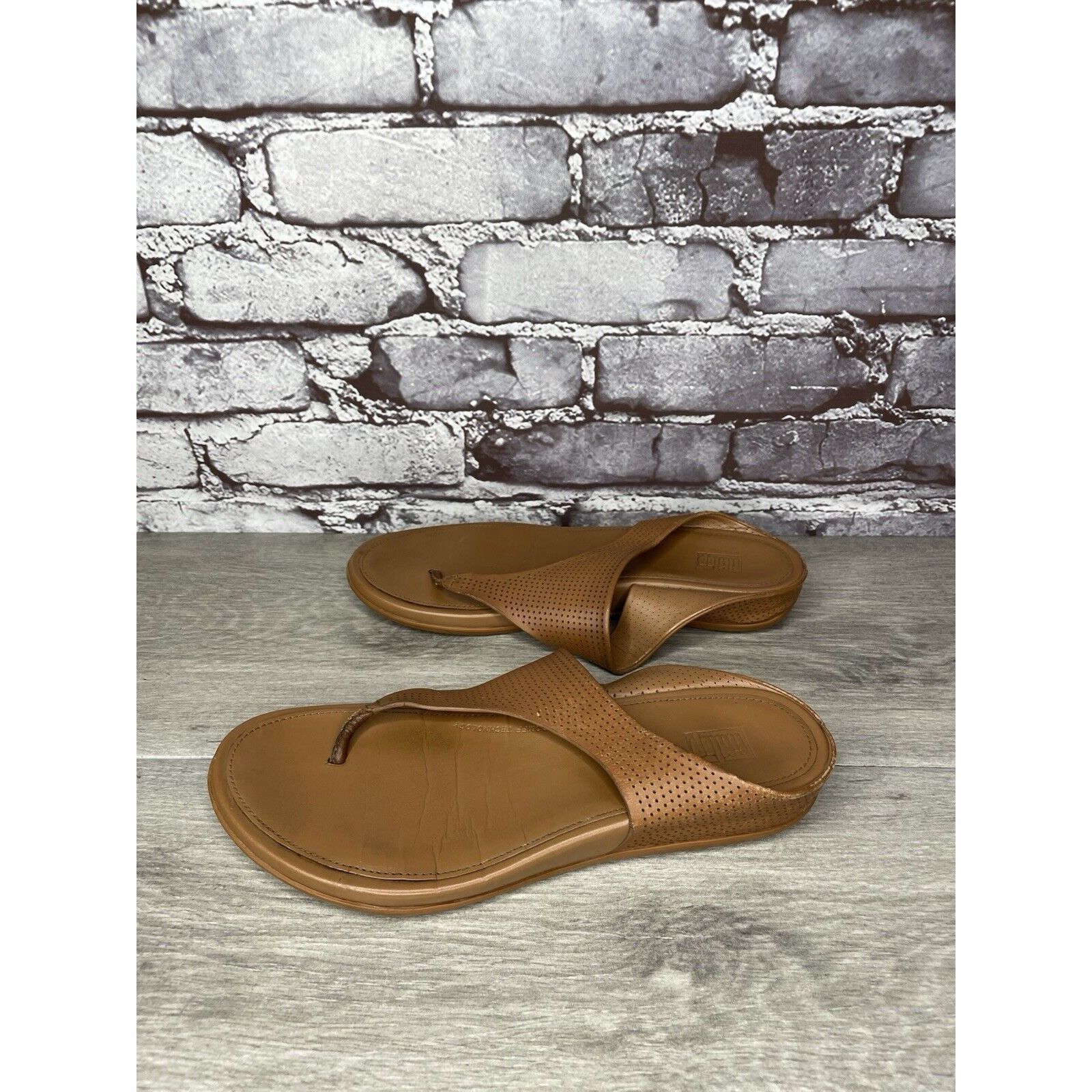 Other FITFLOP V35-592 Brown Leather Flip Flops Wedge Sandals Wome Size US 8 / IT 38 - 17 Thumbnail