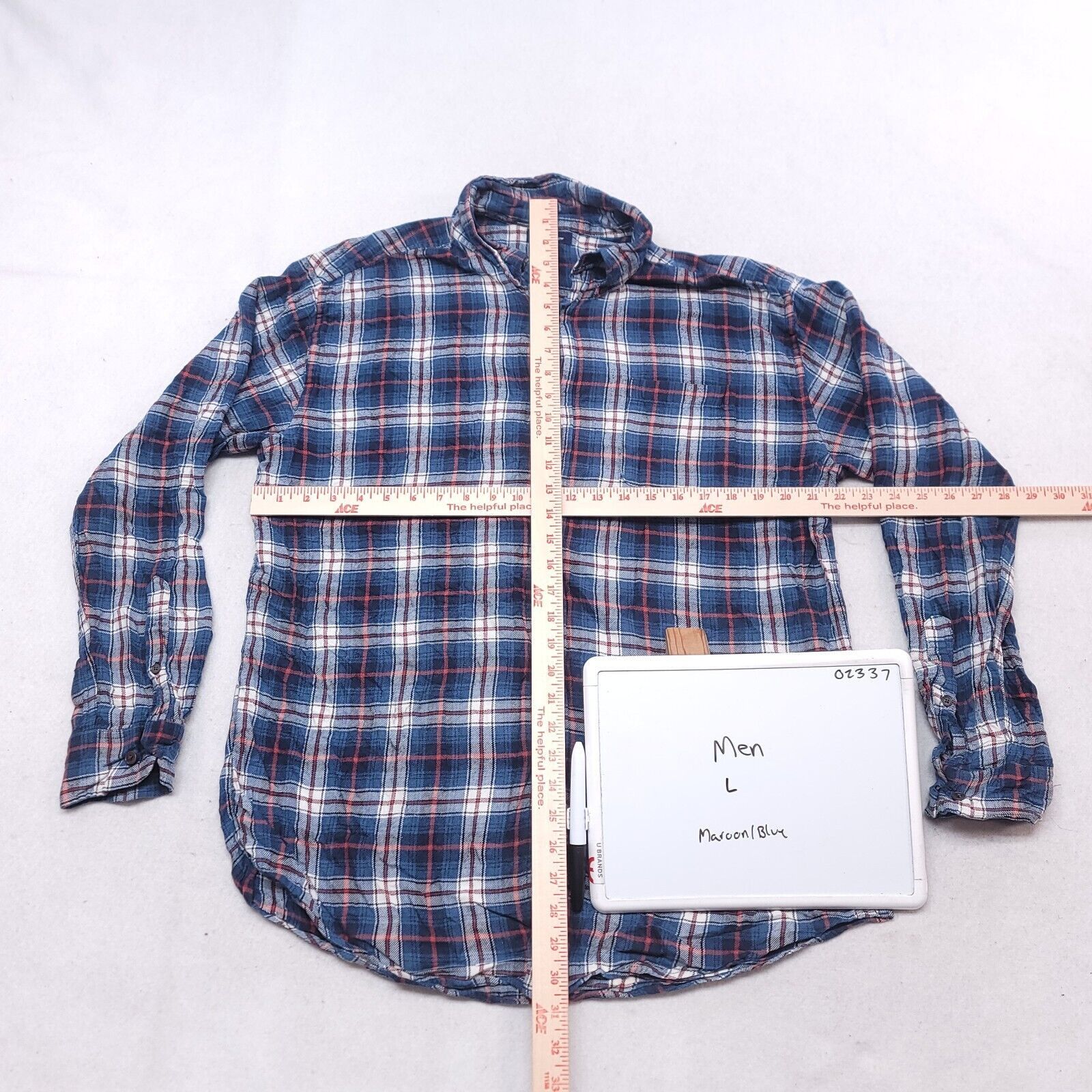 Croft & Barrow Croft & Barrow Tartan Flannel Shirt Mens Size L Maroon Blue Size US L / EU 52-54 / 3 - 6 Thumbnail