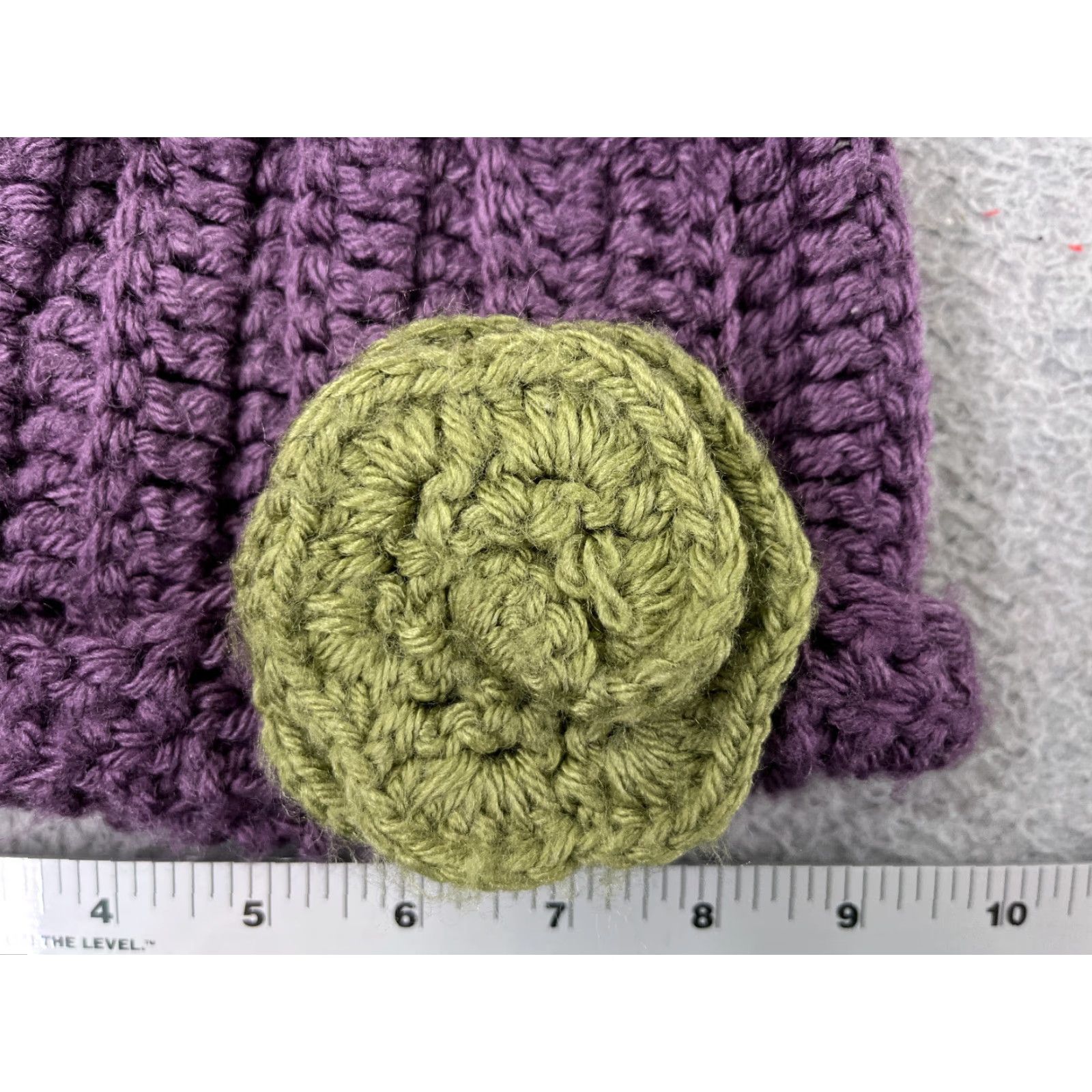 Vintage Handmade Beanie Toque Knit Floral Acrylic Purple Purple Flower Crochet Womens One Size Beanie Womens Size ONE SIZE - 2 Thumbnail