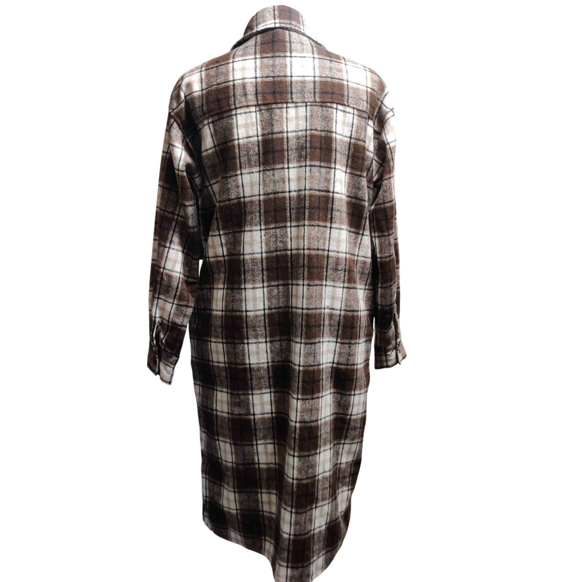 Other Camellia M Brown Plaid Longline Shirt Jacket Chest Pockets B Size M / US 6-8 / IT 42-44 - 8 Thumbnail