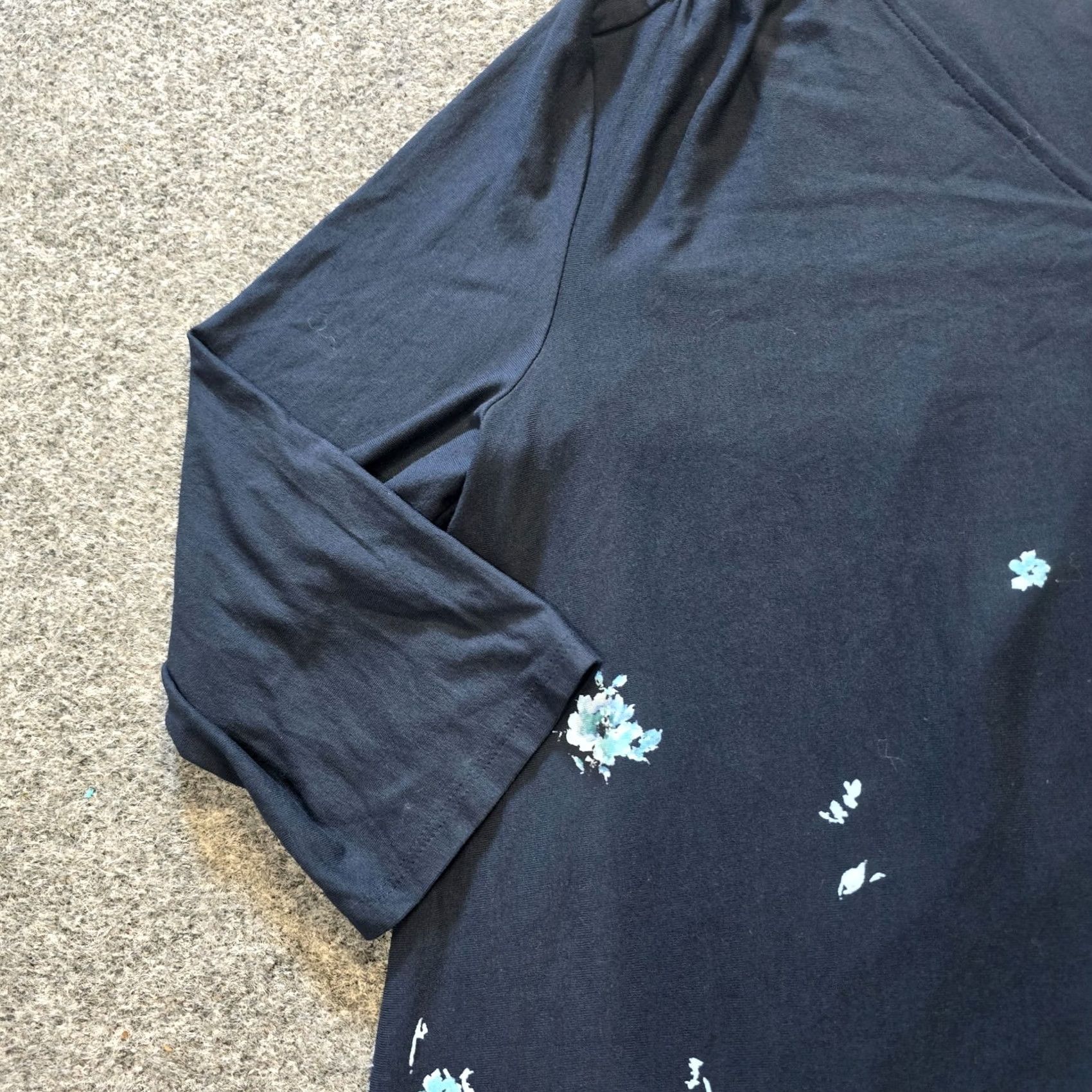 J. Jill J. Jill Top Womens Medium Petite Blue Floral 3/4 Sleeve Wearever Career Casual Shirt Size M / US 6-8 / IT 42-44 - 3 Thumbnail