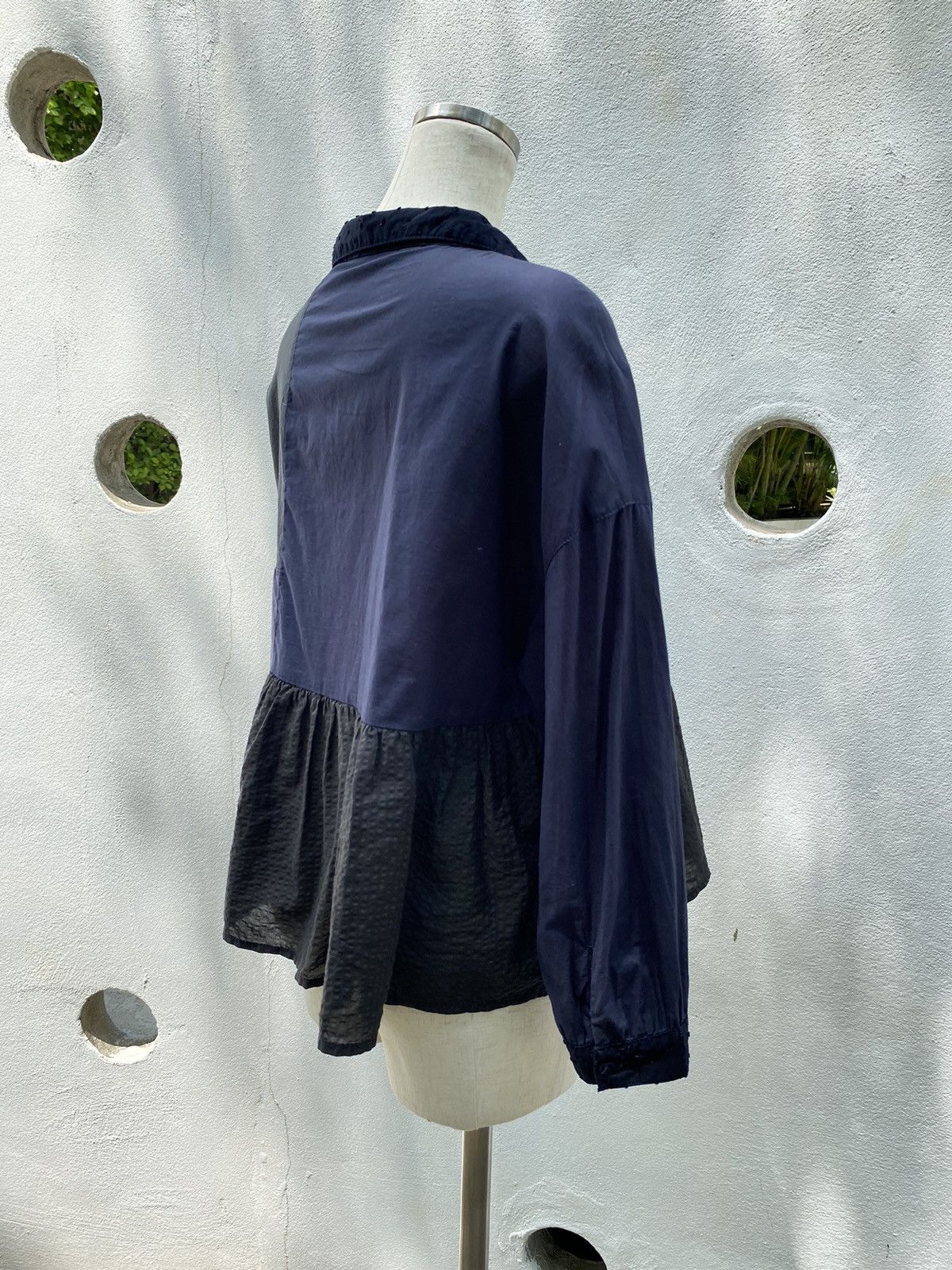 Designer × Japanese Brand l'atelier du savon Patchwork Navy and Beige Blouse Size M / US 6-8 / IT 42-44 - 4 Thumbnail