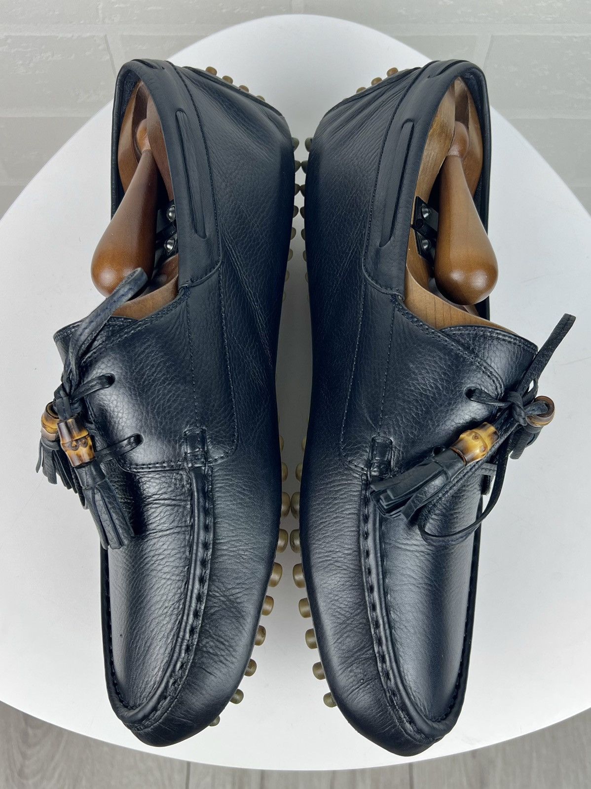 Gucci GUCCI Loafers Leather Shoes Laces Tassels Bamboo Navy Men's Size US 9.5 / EU 42-43 - 12 Thumbnail