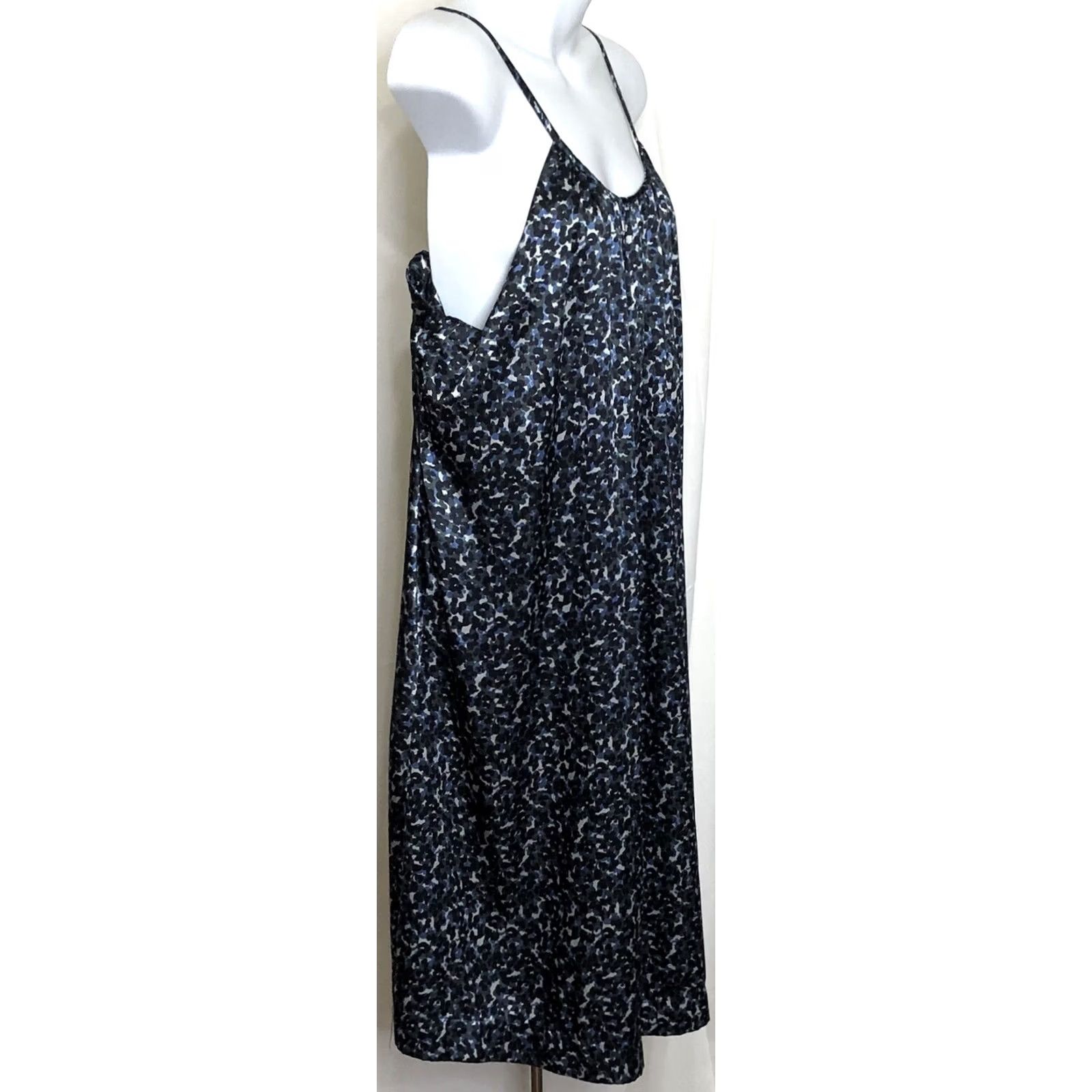 Vintage VINTAGE Ny & Co slip dress 12 Blk Blue Silky Satin knee Cami Lingerie Fairy Y2K Size XL / US 12-14 / IT 48-50 - 3 Thumbnail