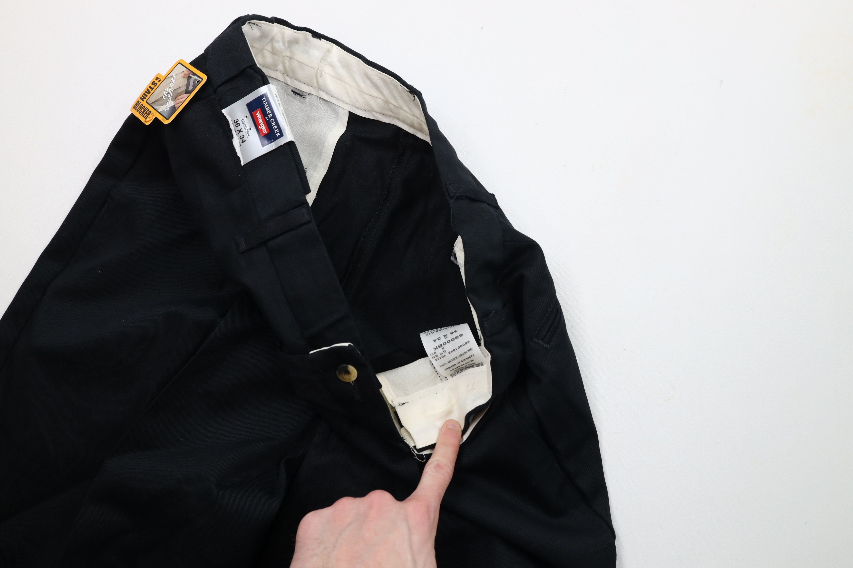 Vintage × Wrangler Deadstock Vintage Y2K Wrangler Wide Leg Chino Pants Black Size US 36 / EU 52 - 7 Thumbnail