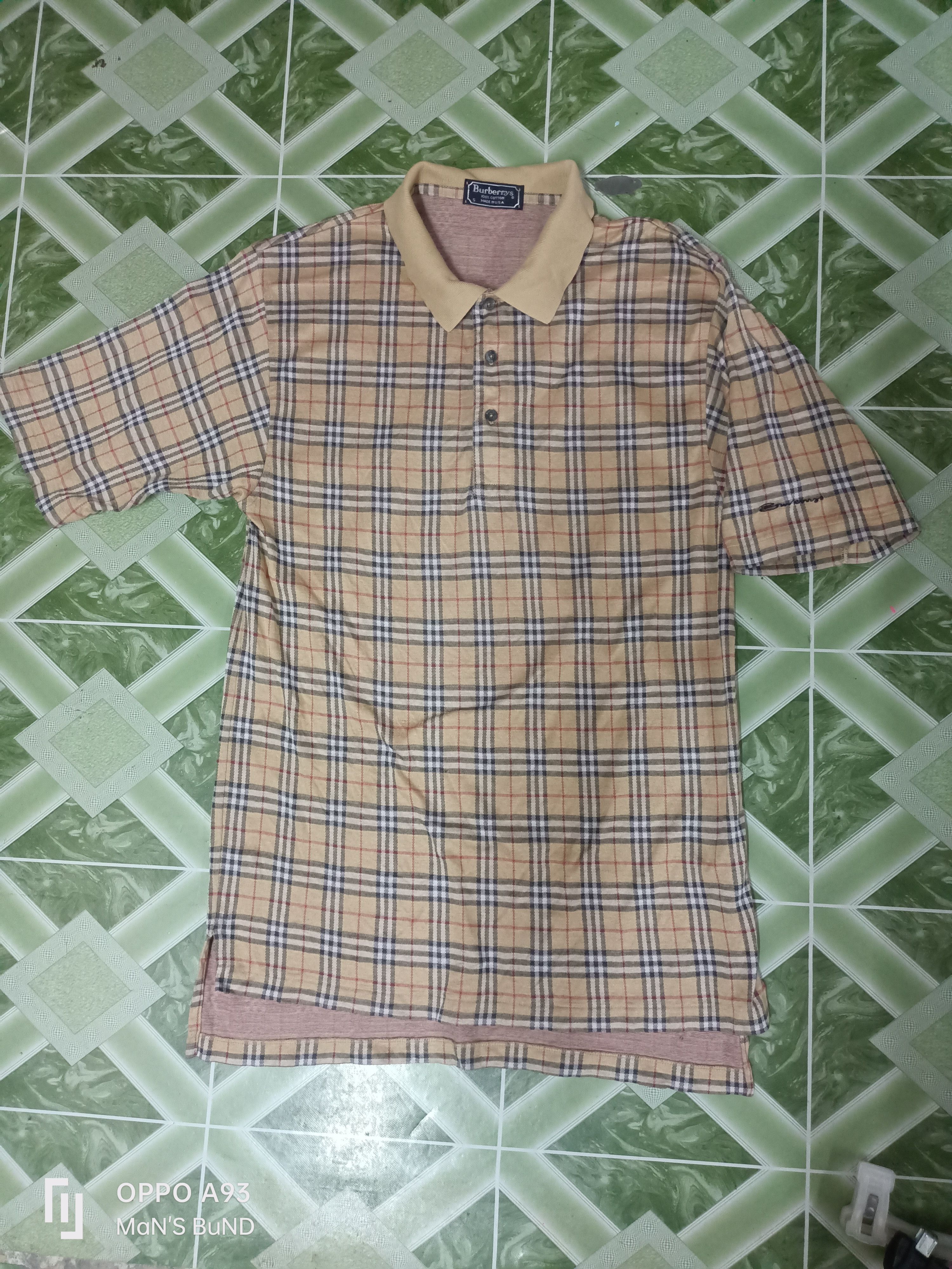 VINTAGE 90s Burberry Nova Check Polo Shirt
