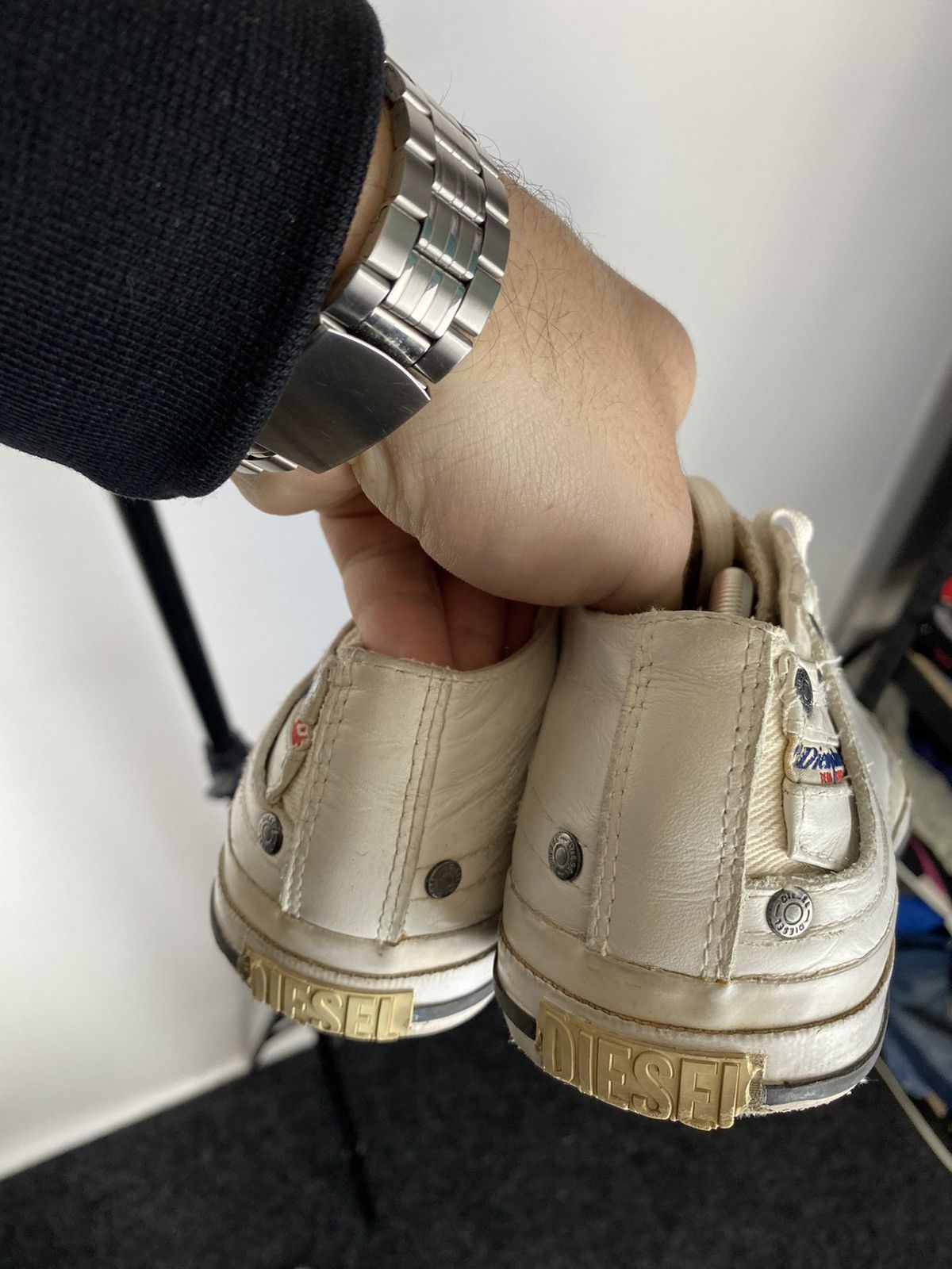 Diesel × Vintage 🔥Diesel Avant Garde White Leather Punk Sneakers 9/40 size Size US 9 / EU 42 - 5 Thumbnail