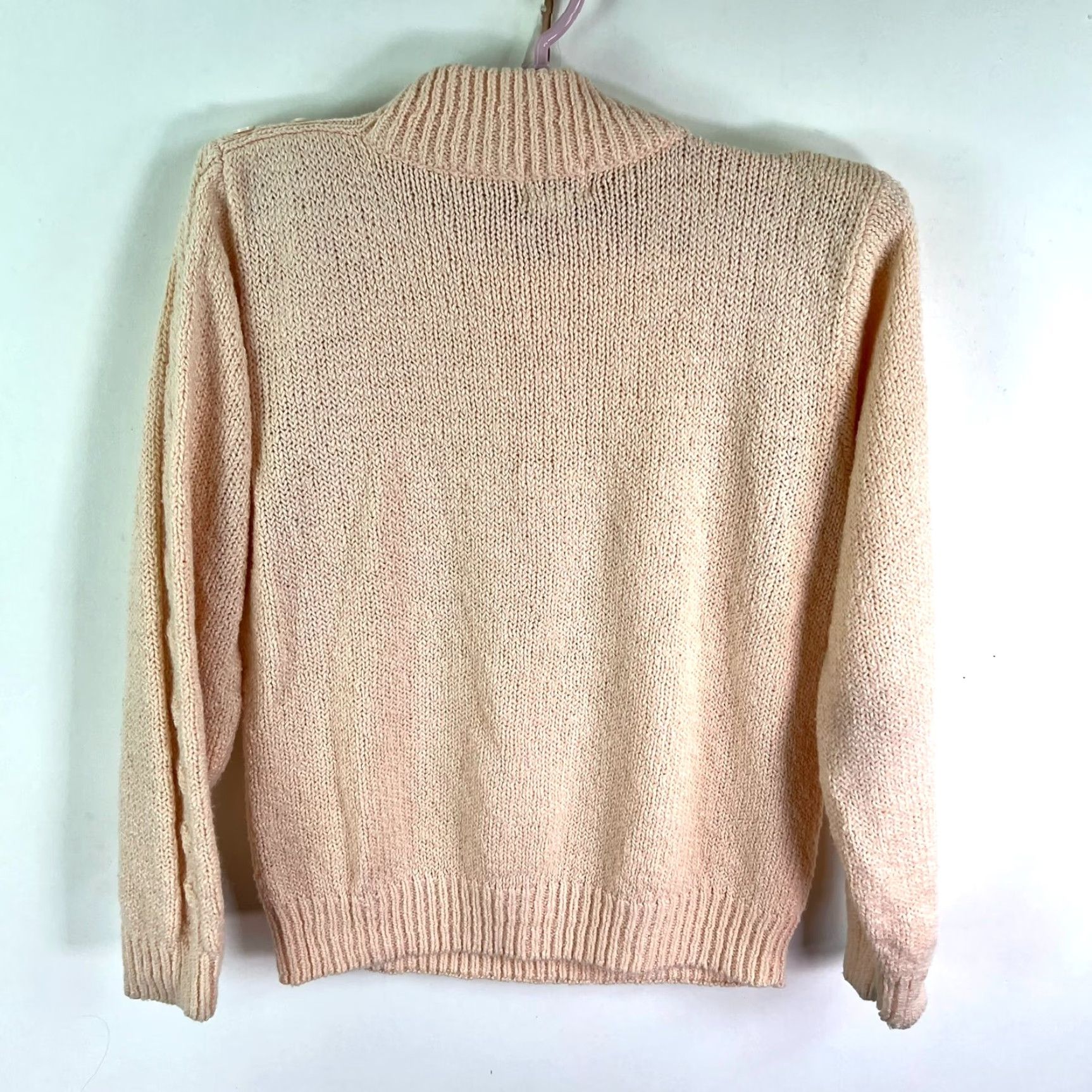 Vintage Partners Sweater Acrylic Cable Knit High Neck Peach/Ivory size M Womens Size M / US 6-8 / IT 42-44 - 7 Thumbnail