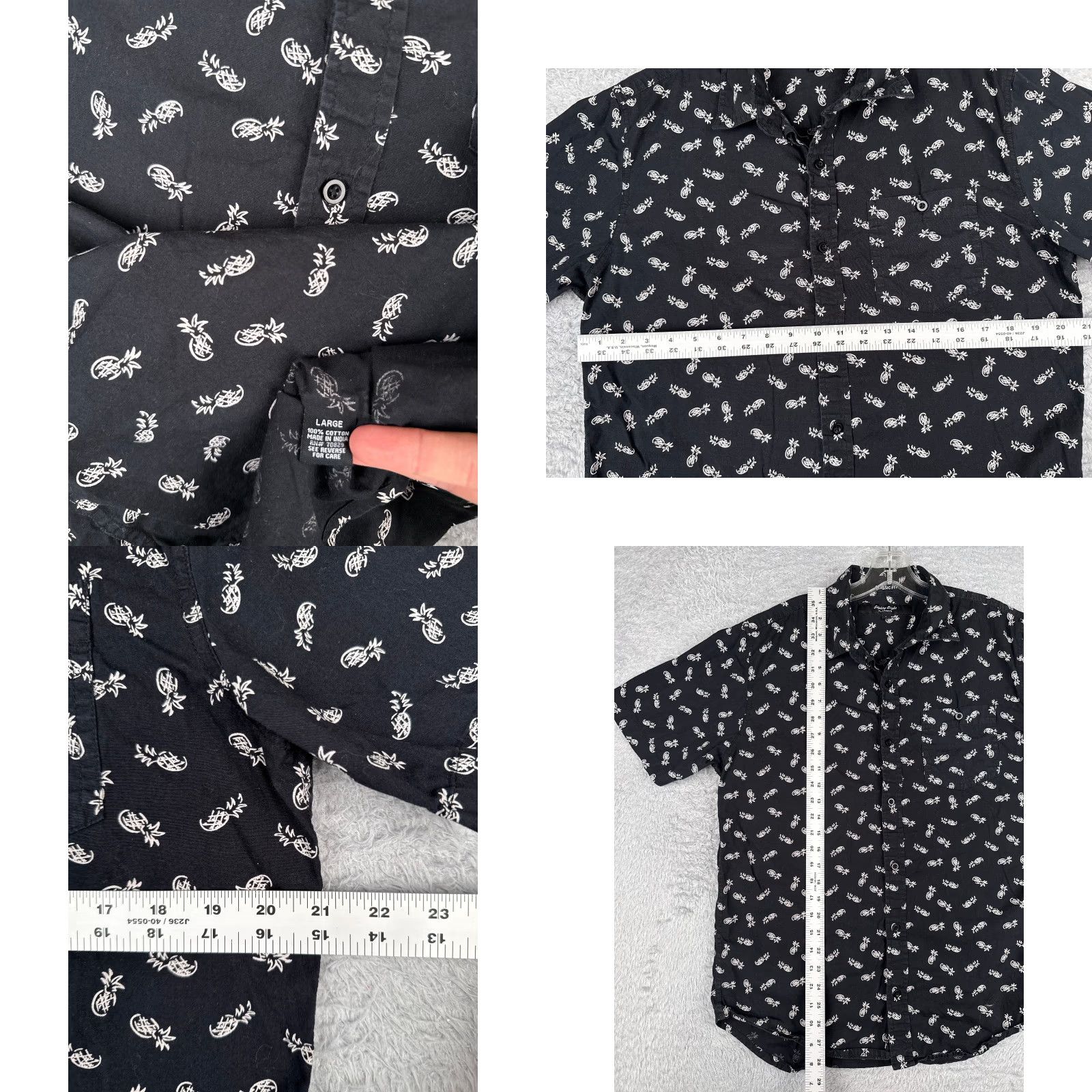 Vintage Eighty Eight Platinum Shirt Men Large Black Pineapple AOP 100% Cotton Floral Hawaiian Size US L / EU 52-54 / 3 - 8 Thumbnail
