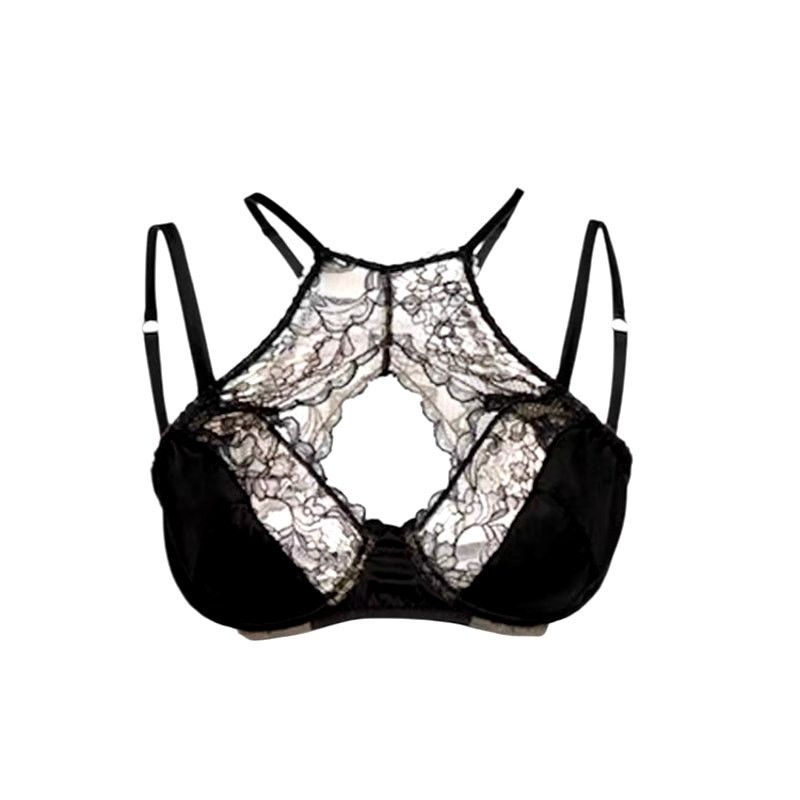Bloomingdale's Else Black Yasmin Harness Racerback Underwire Satin Lace Bra Size ONE SIZE - 4 Thumbnail