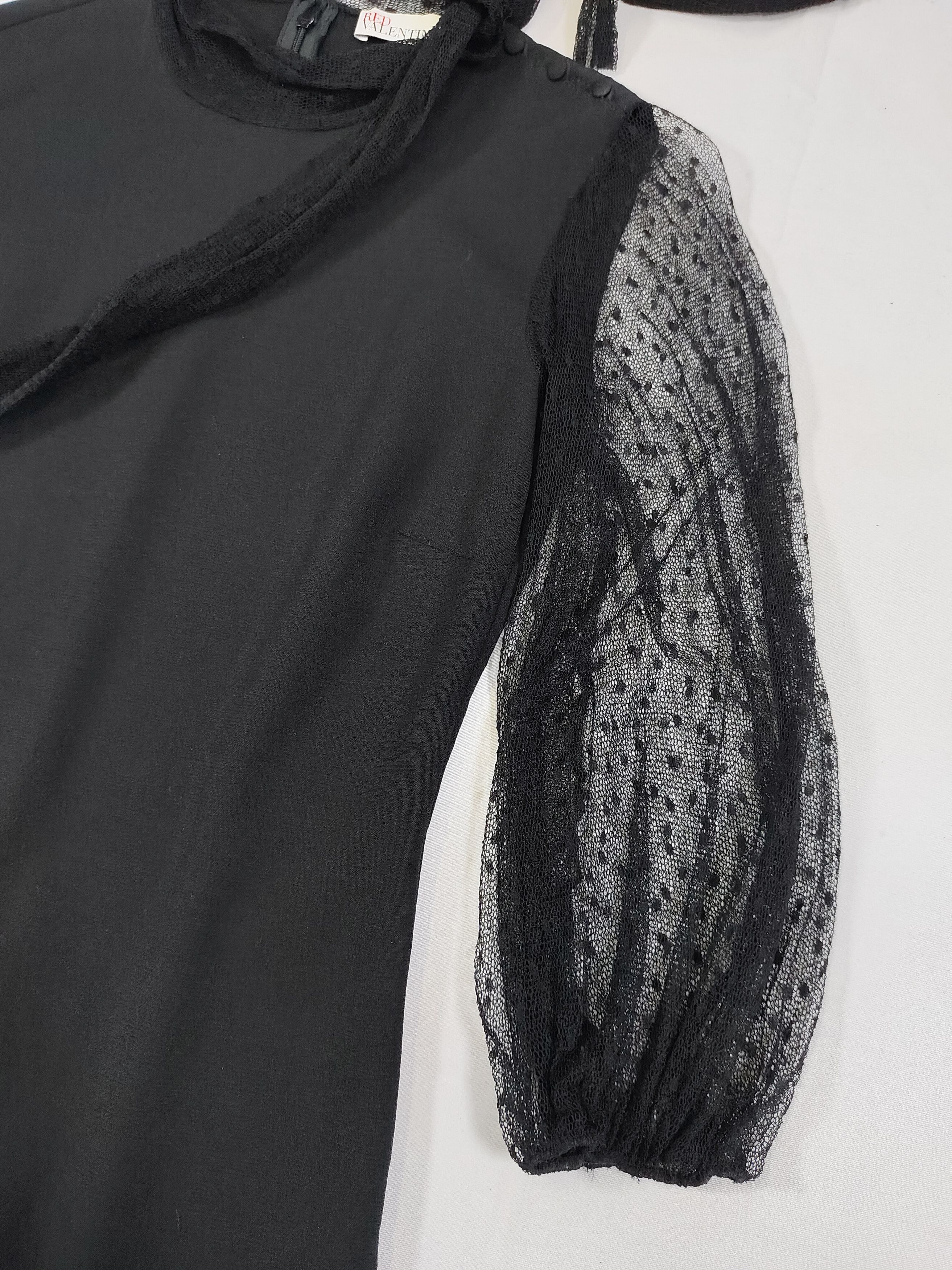Valentino 00s Red Valentino❤️‍🔥Gothic Romantic Sheer Lace Sleeve Size M / US 6-8 / IT 42-44 - 7 Thumbnail