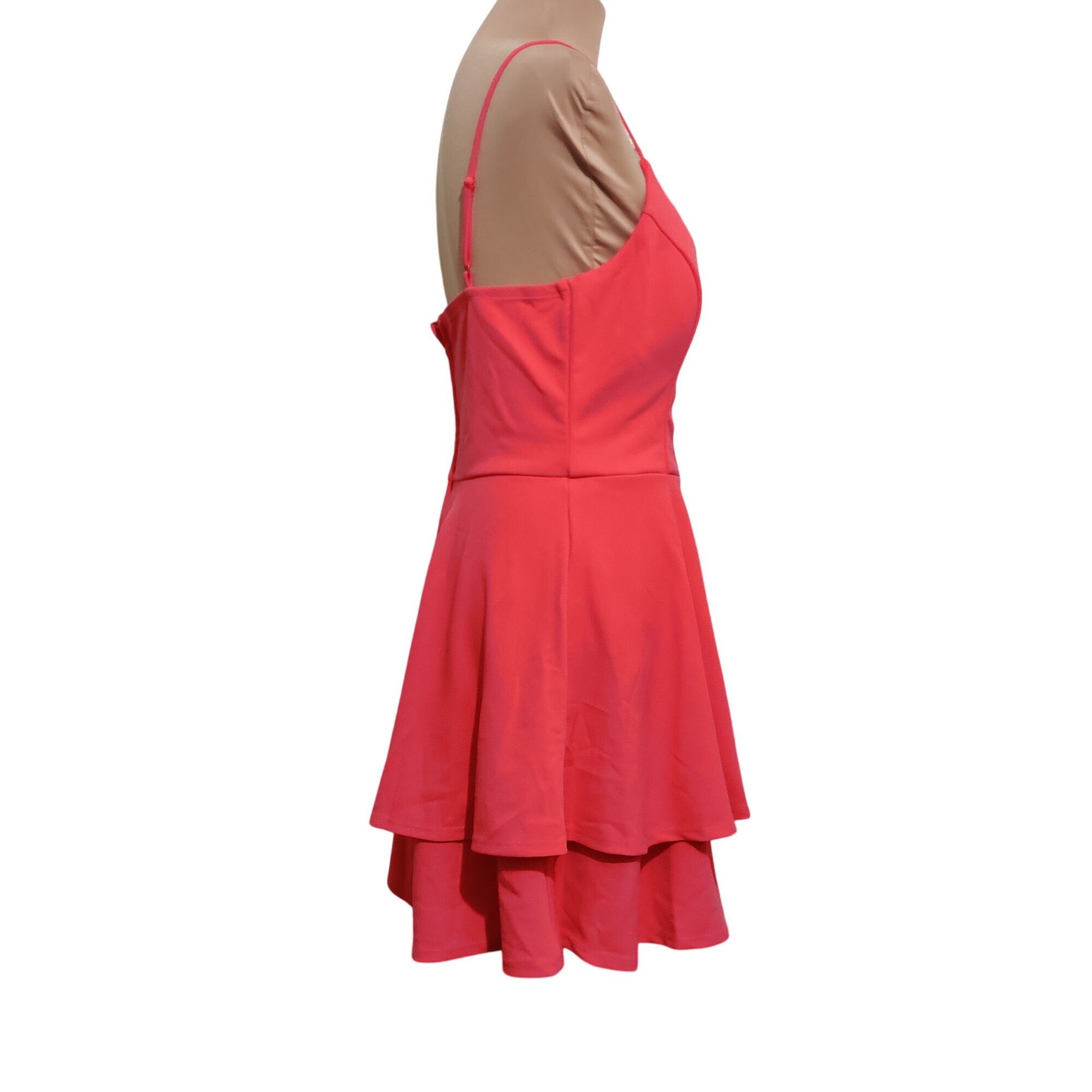 Other Trixxi Coral Tiered Mini Party Dress Notch Fit Flare Barbiec Size L / US 10 / IT 46 - 6 Thumbnail